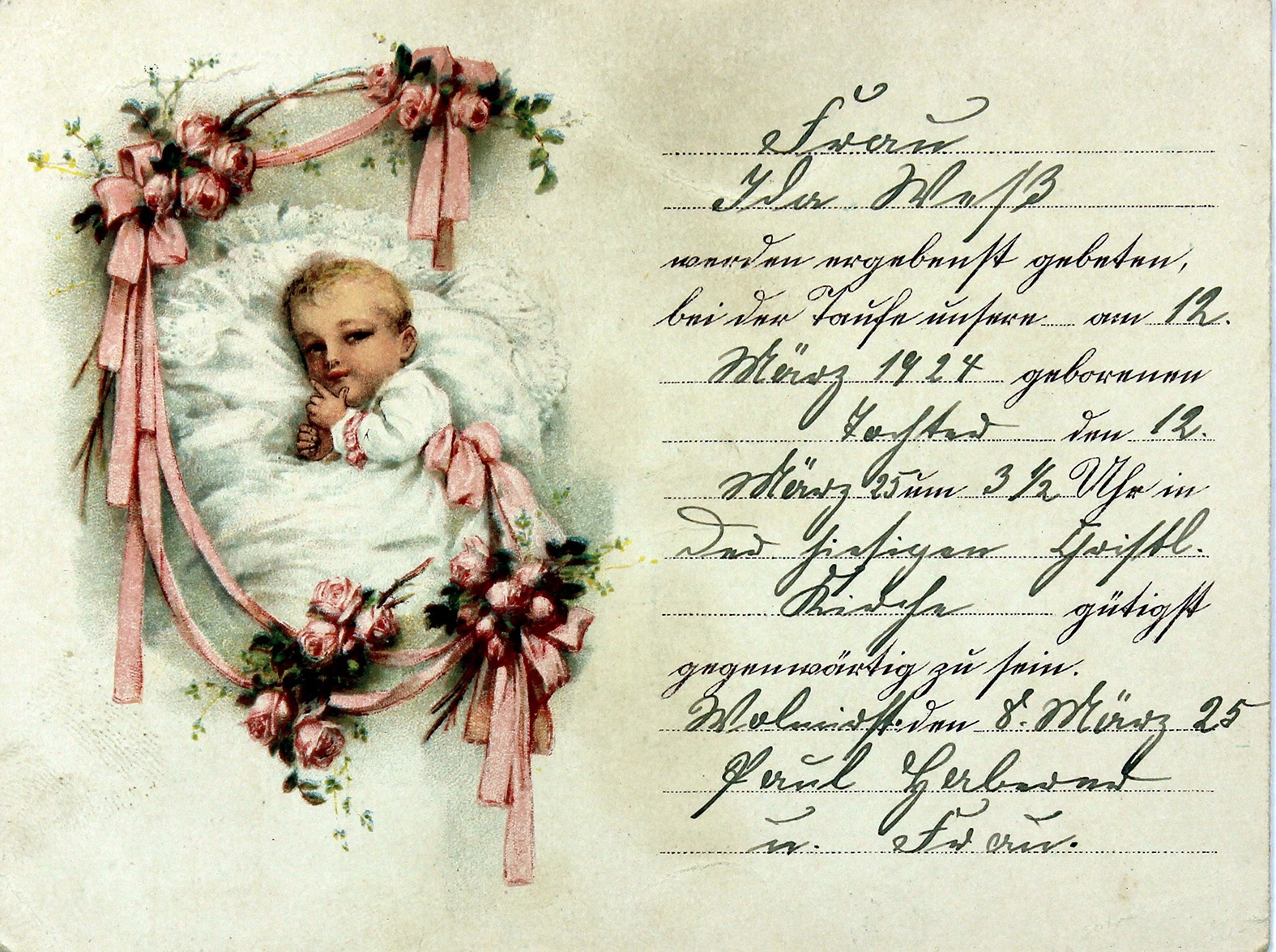 Einladung zur Taufe der Tochter von Paul Haberer an Ida Weß, 12. März 1925 (Museum Wolmirstedt RR-F)