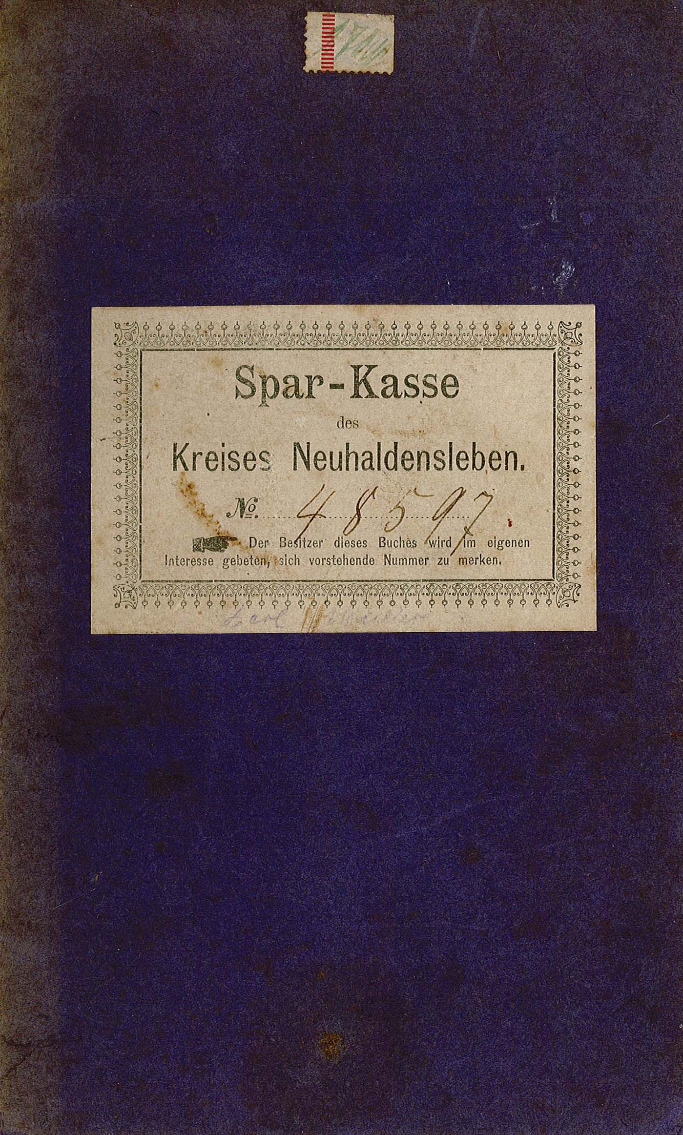 Sparkassenbuch von Karl Müller, 1905-1920 (Museum Wolmirstedt RR-F)