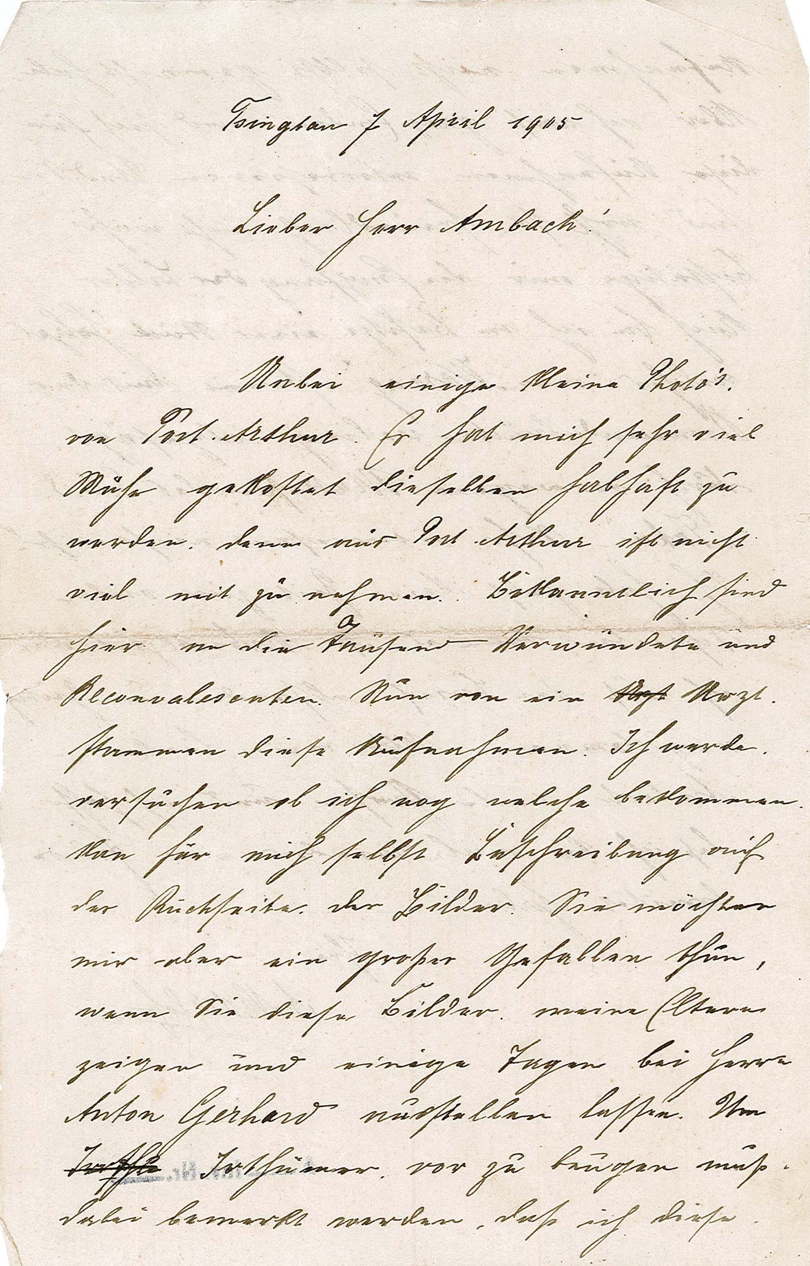 Brief von Herrn Nederlof an Herrn Ambach vom 7. April 1905 (Museum Wolmirstedt RR-F)