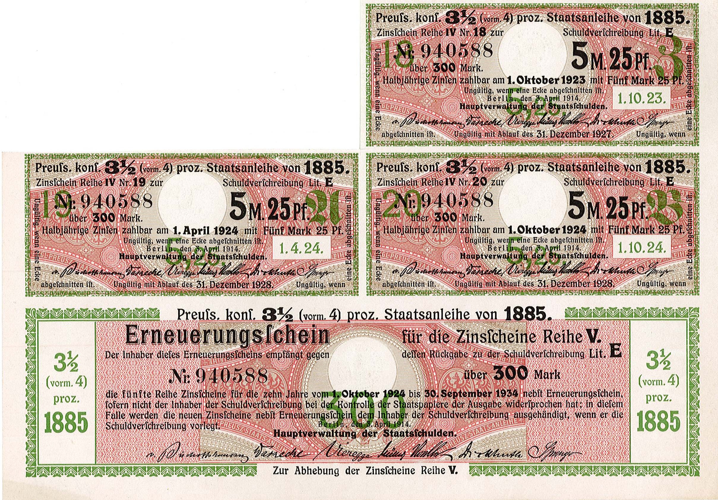 Staatsanleihen 1885 nebst Erneuerungsschein (Museum Wolmirstedt RR-F)