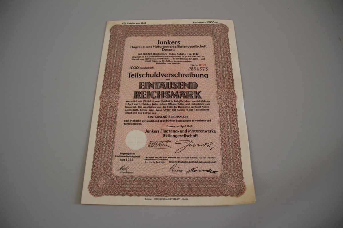 Teilschuldverschreibung Serie 087 Nr. 64373 (Heimatmuseum Alten CC BY-NC-SA)