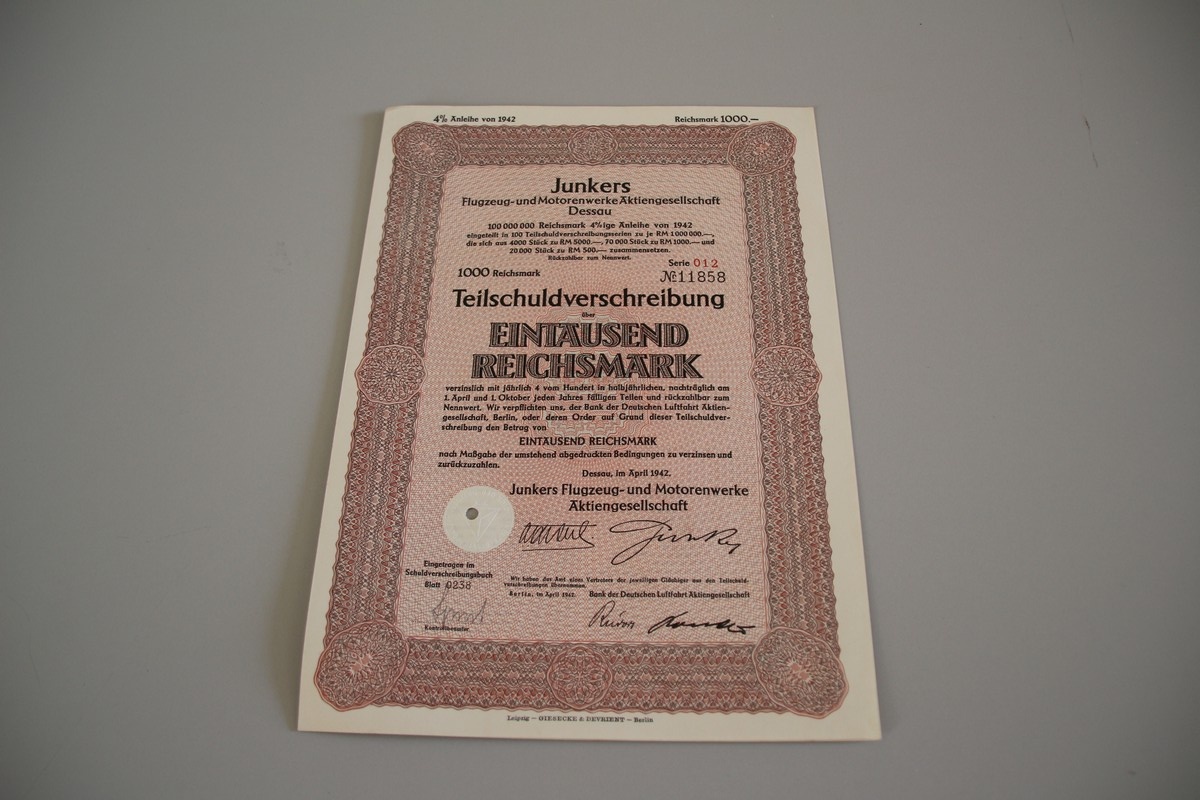 Teilschuldverschreibung Serie 012 Nr. 11858 (Heimatmuseum Alten CC BY-NC-SA)
