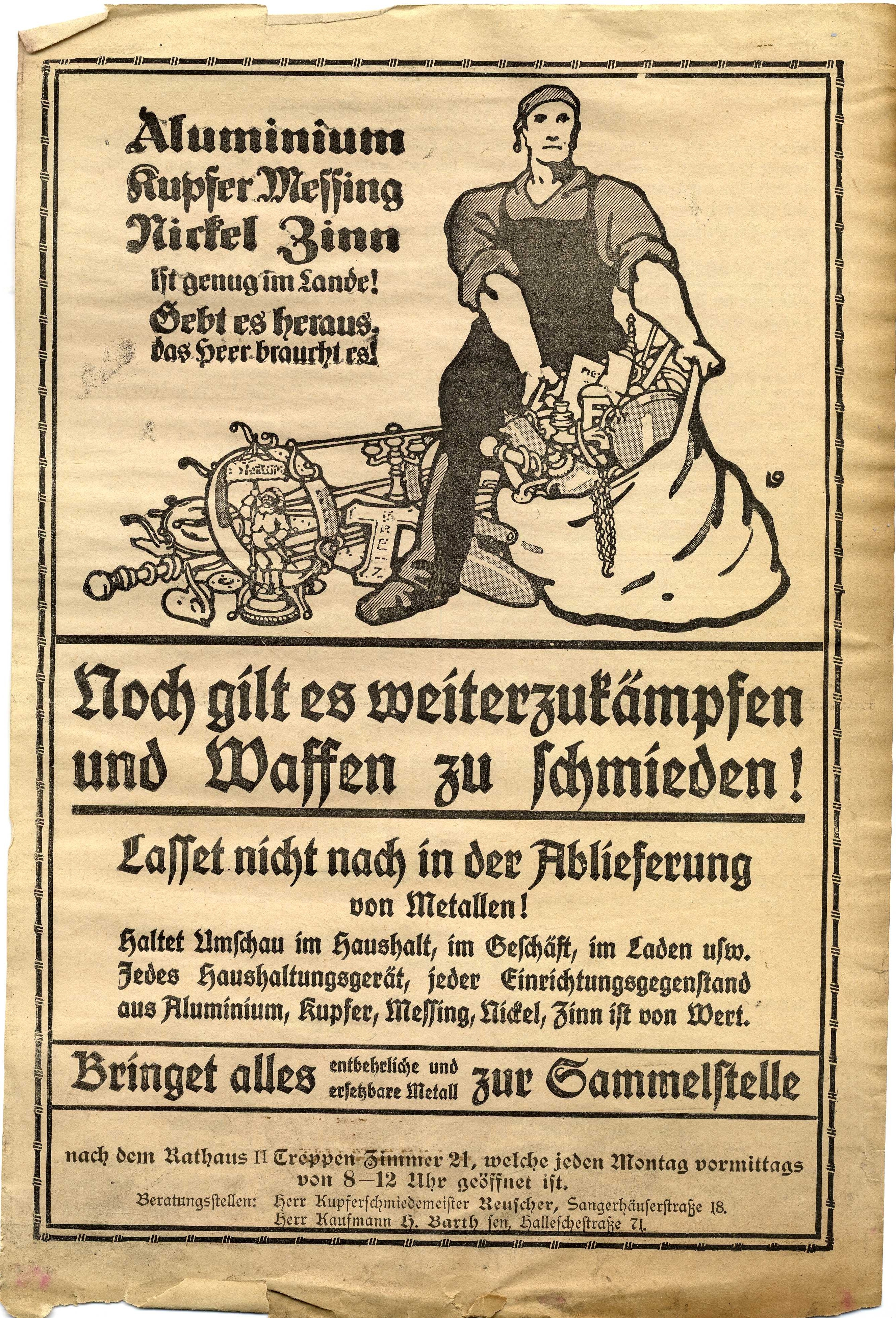 Flugblatt "Noch gilt es weiterzukämpfen und Waffen zu schmieden!" (Regionalgeschichtliche Sammlungen der Lutherstadt Eisleben CC BY-NC-SA)