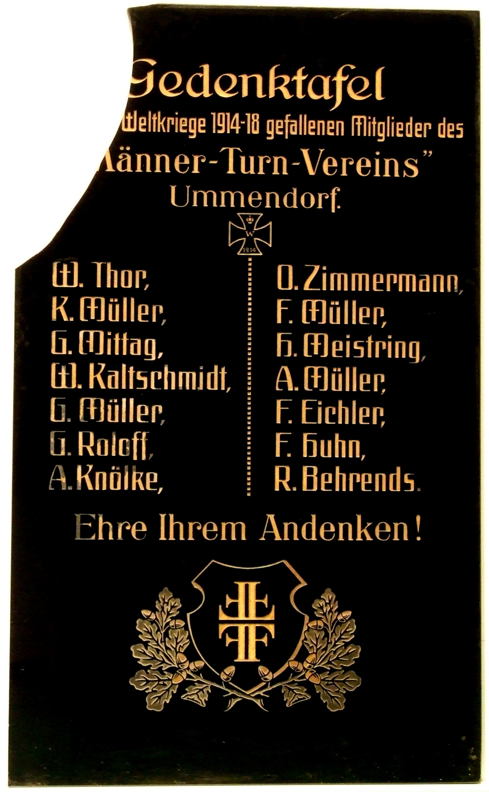 Gedenktafel Männer-Turn-Verein (Börde-Museum Burg Ummendorf RR-F)