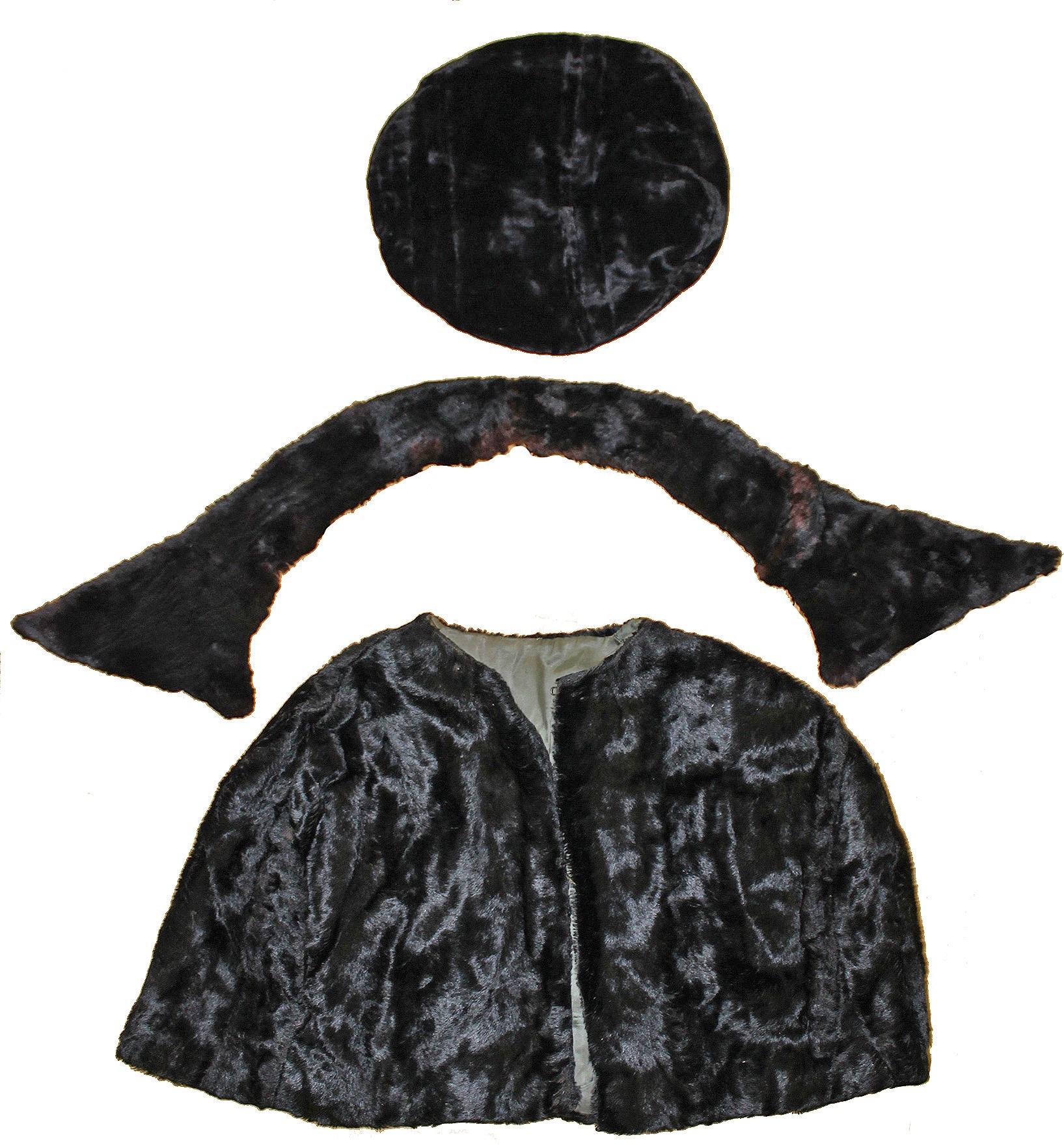 Mütze, Cape, Kragen; schwarz (Museum Wolmirstedt RR-F)