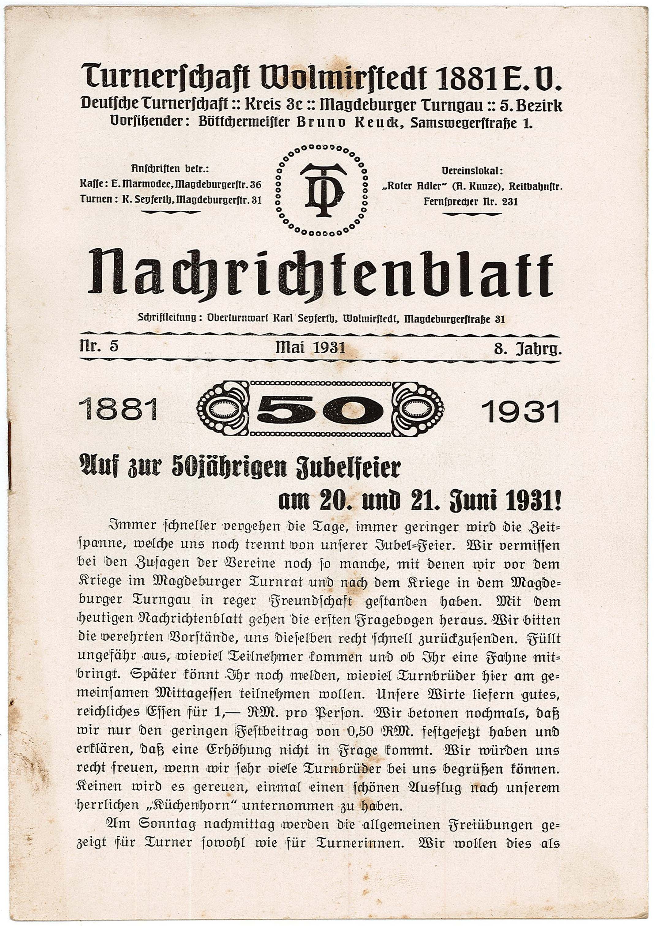 Nachrichtenblatt (Museum Wolmirstedt RR-F)