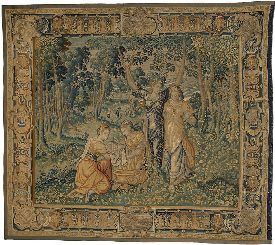 Bildteppich “Die verwandelte Myrrha gebiert den Adonis“ (Kulturhistorisches Museum Magdeburg CC BY-NC-SA)