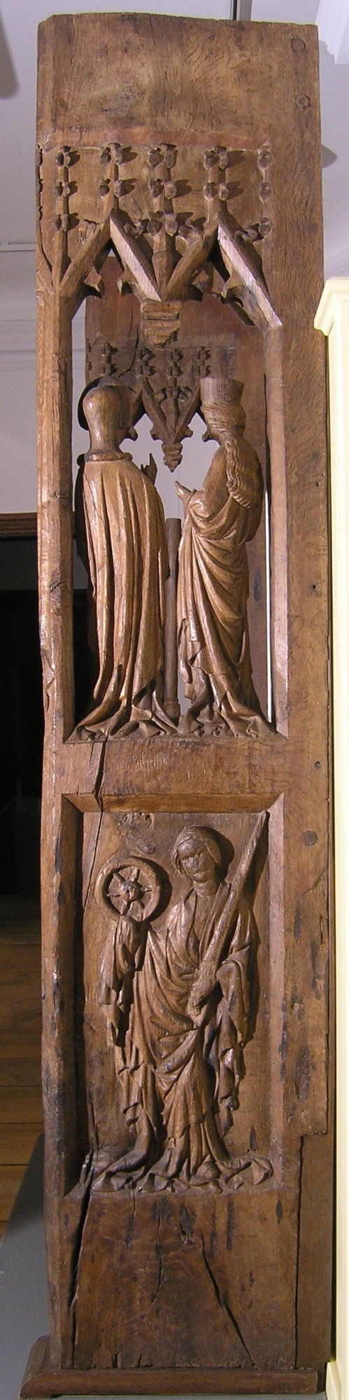 Gestühlswange mit stehender Katharina (Johann-Friedrich-Danneil-Museum Salzwedel CC BY-NC-SA)