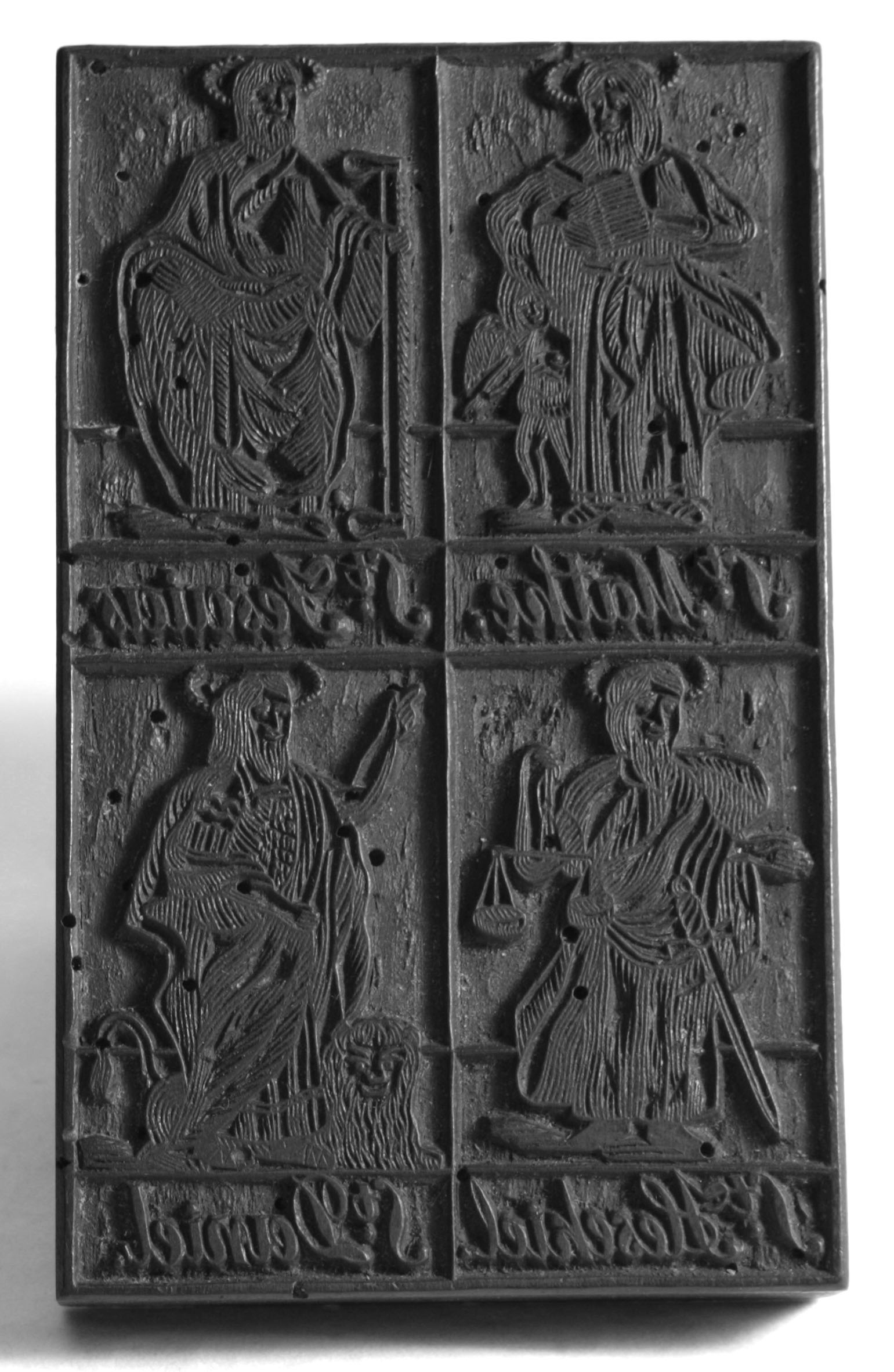 Druckstock für Holzstich vier Evangelisten (Kreismuseum Jerichower Land, Genthin CC BY-NC-SA)