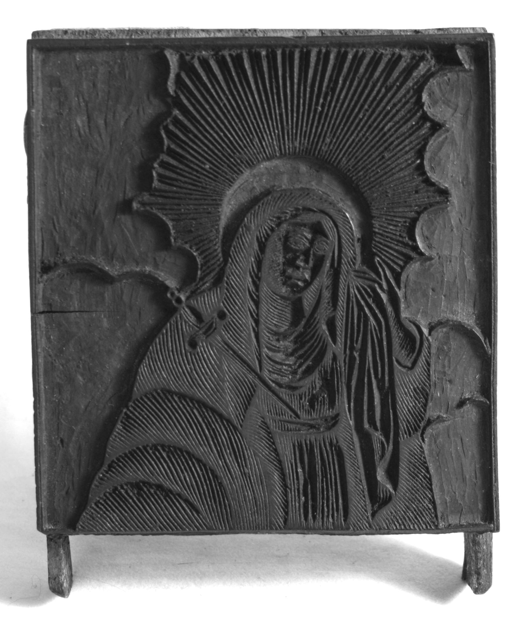 Druckstock für Holzstich Heilige (Kreismuseum Jerichower Land, Genthin CC BY-NC-SA)