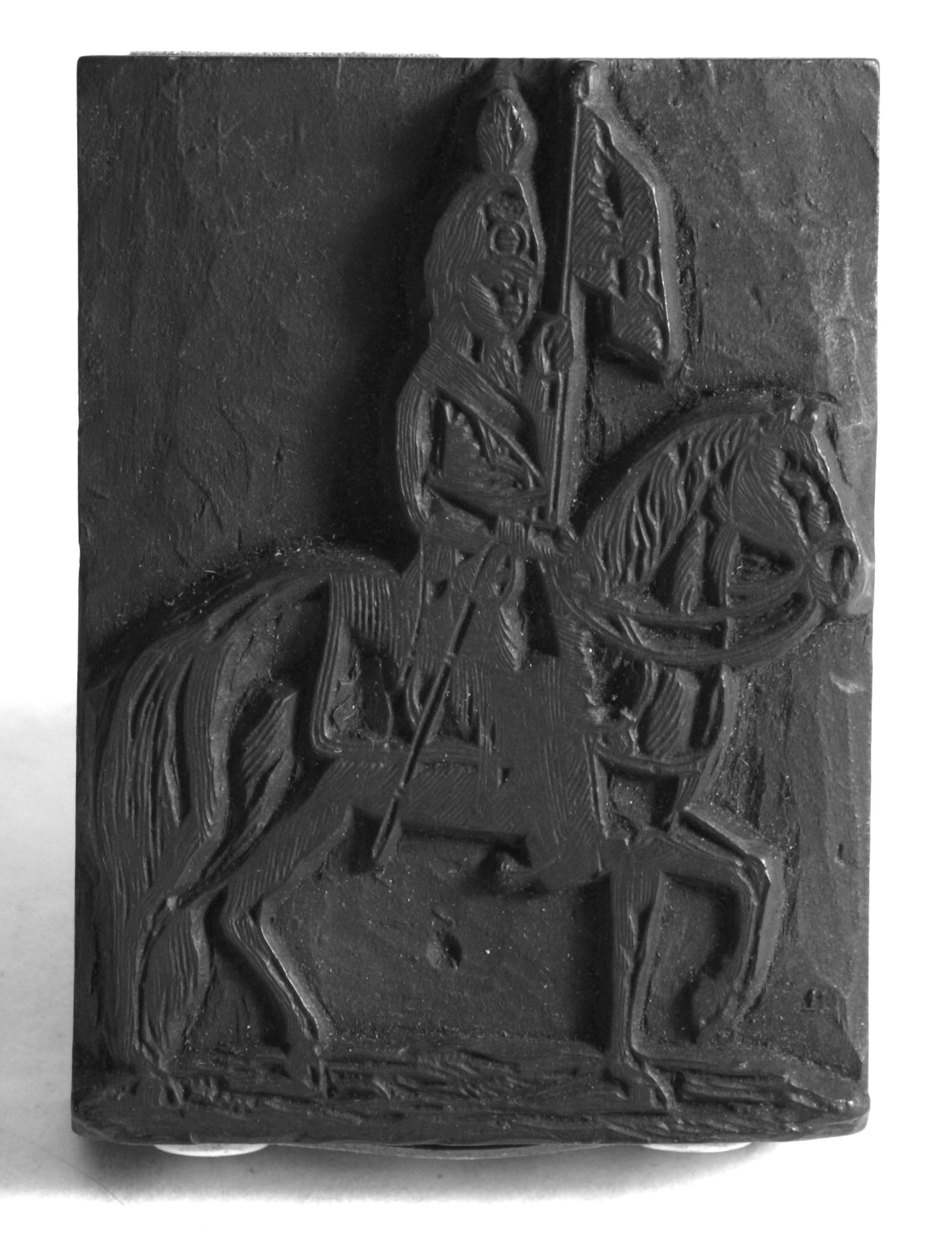 Druckstock für Holzstich Karvallerist (Kreismuseum Jerichower Land, Genthin CC BY-NC-SA)