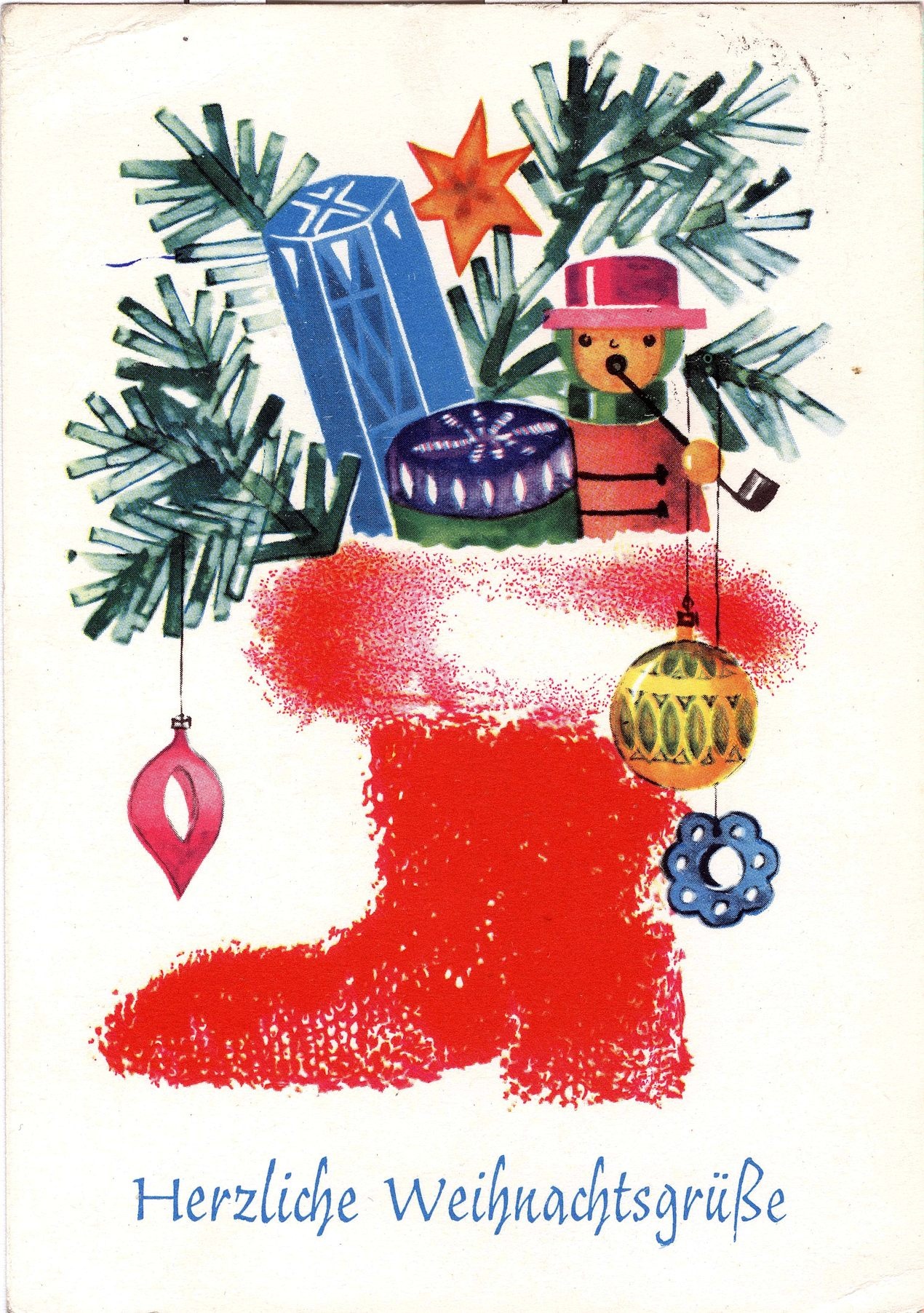 Postkarte "Herzliche Weihnachtsgrüße", DDR (Museum Weißenfels - Schloss Neu-Augustusburg CC BY-NC-SA)
