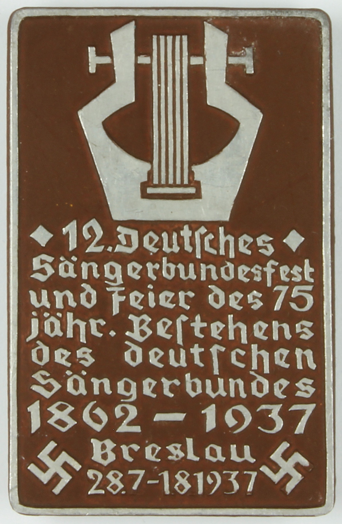 Tagungsabzeichen,  12. Sängerbundesfest, 1937 (Museum Wolmirstedt RR-F)