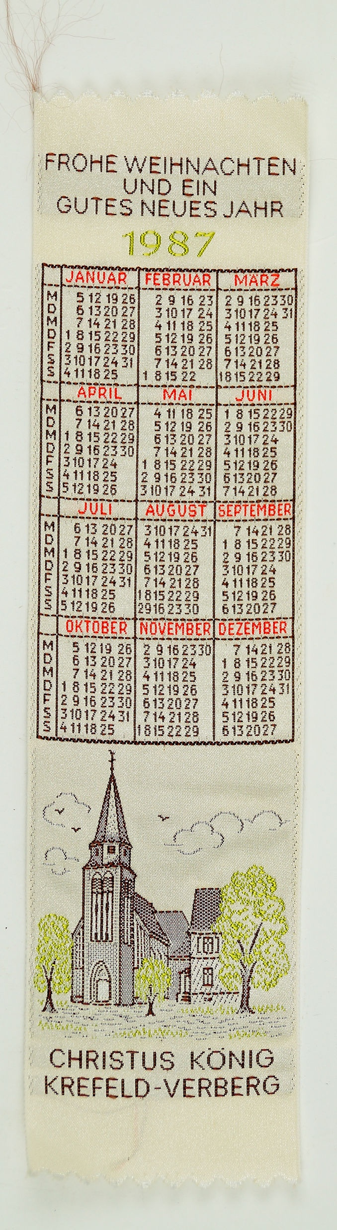 Kalenderband der Christus König Kirche, Krefeld-Verberg 1987 (Museum Weißenfels - Schloss Neu-Augustusburg CC BY-NC-SA)