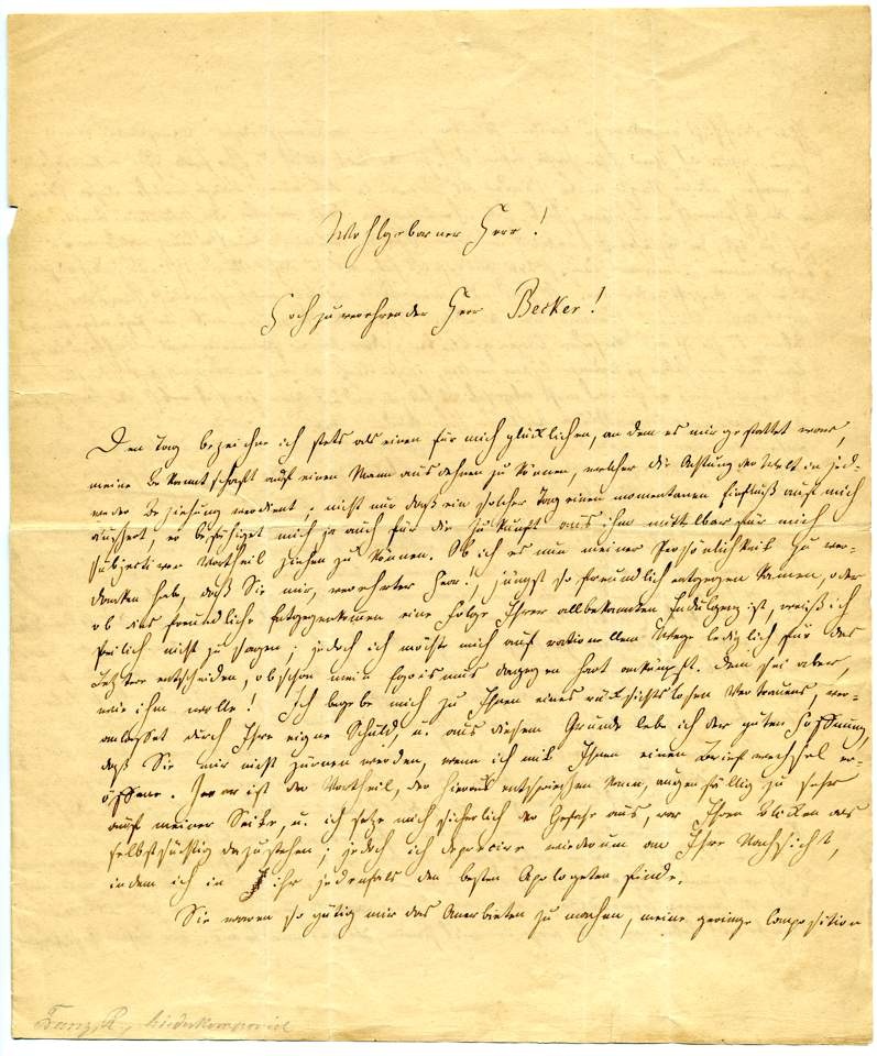 Brief von Robert Franz an Carl Ferdinand Becker (Stiftung Händel-Haus Halle CC BY-NC-SA)