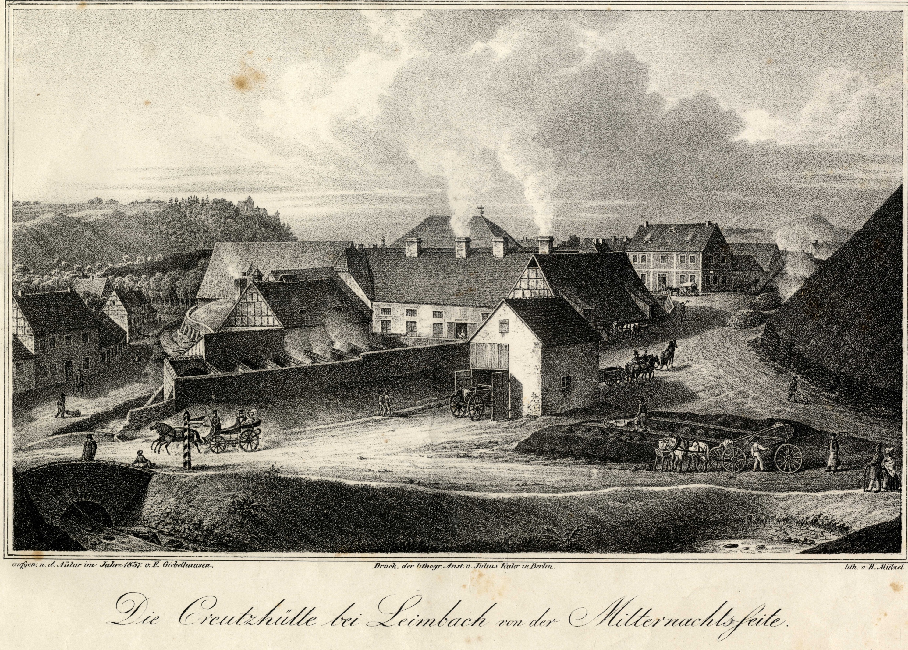 Die Creuzhütte bei Leimbach von der Mitternachtsseite (Regionalgeschichtliche Sammlungen der Lutherstadt Eisleben CC BY-NC-SA)