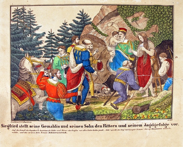Siegfried stellt seine Gemahlin und seinen Sohn den Rittern und seinen Jagdgefolge vor (Winckelmann-Museum Stendal CC BY-NC-SA)