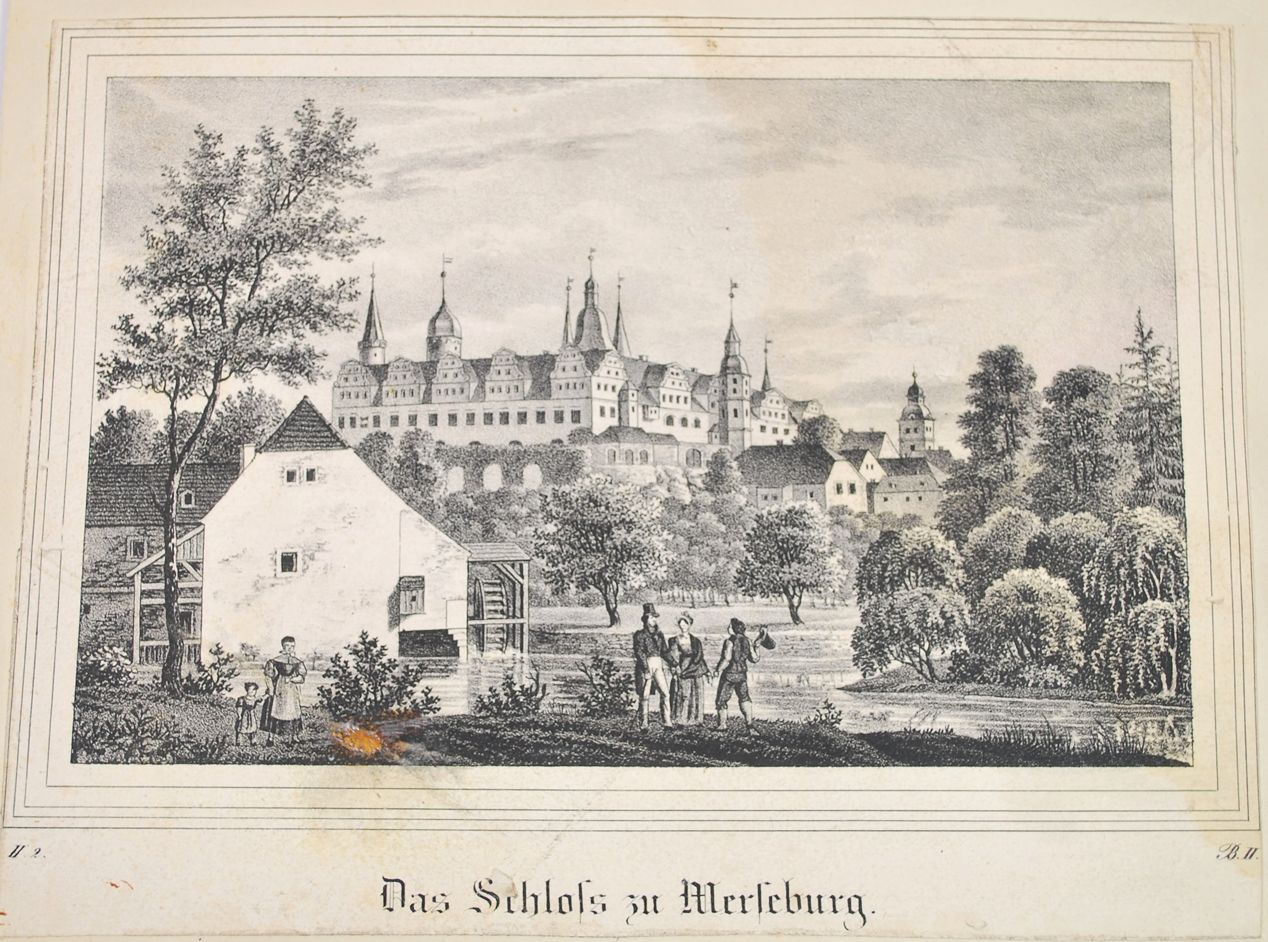 Lithografie - "Das Schloss zu Merseburg" (Kulturhistorisches Museum Schloss Merseburg CC BY-NC-SA)