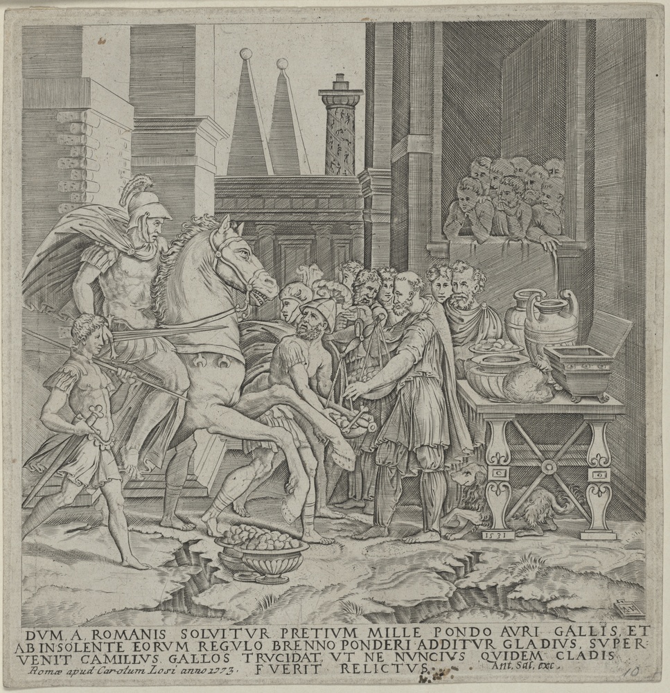 Szene aus der römischen Geschichte, (nach einem Werk von Agostino Veneziano, 1531) (Kulturstiftung Sachsen-Anhalt CC BY-NC-SA)