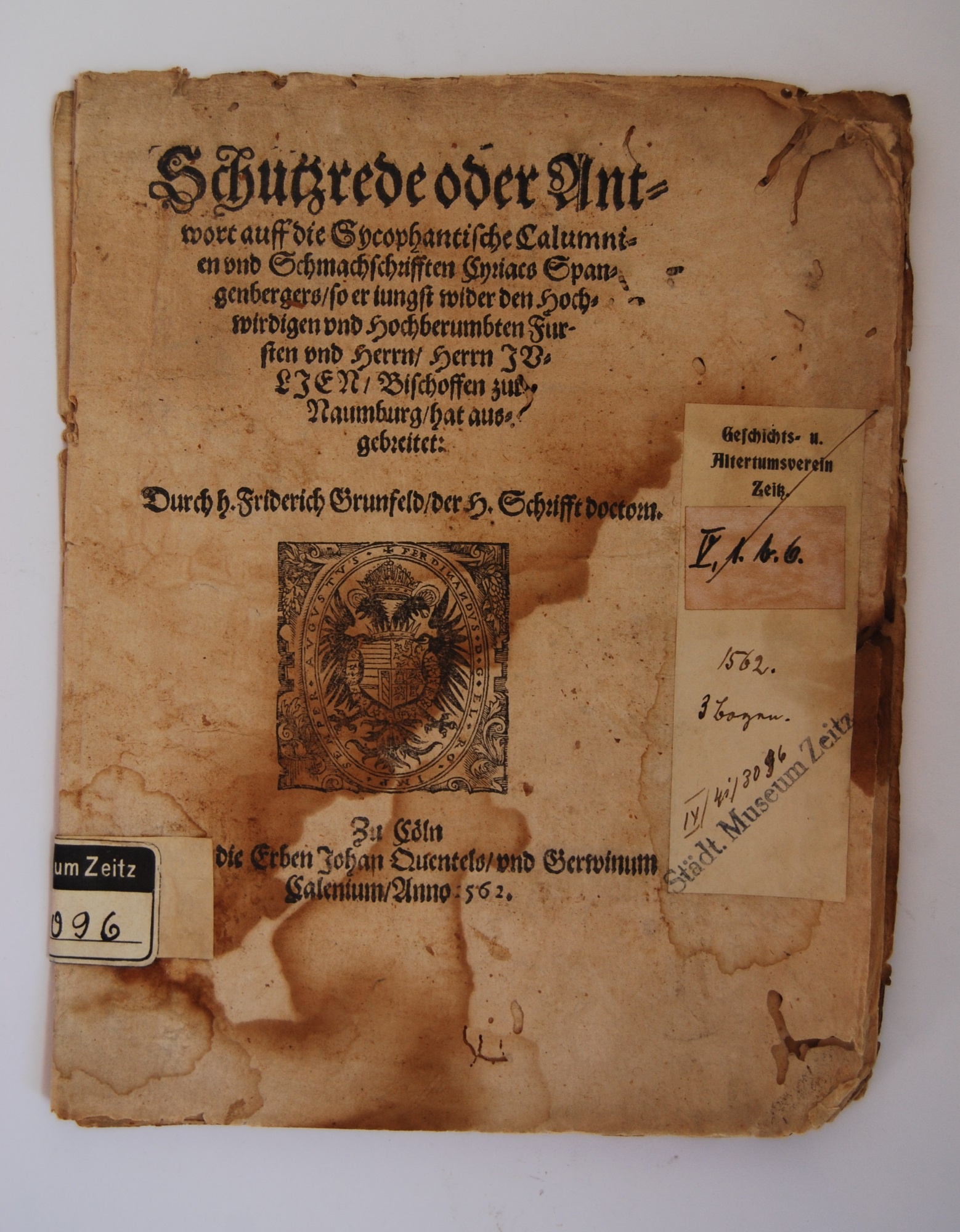 Schutzrede oder Antwort auf die ... Schmachschrift Spangenbergs (Museum Schloss Moritzburg Zeitz CC BY-NC-SA)