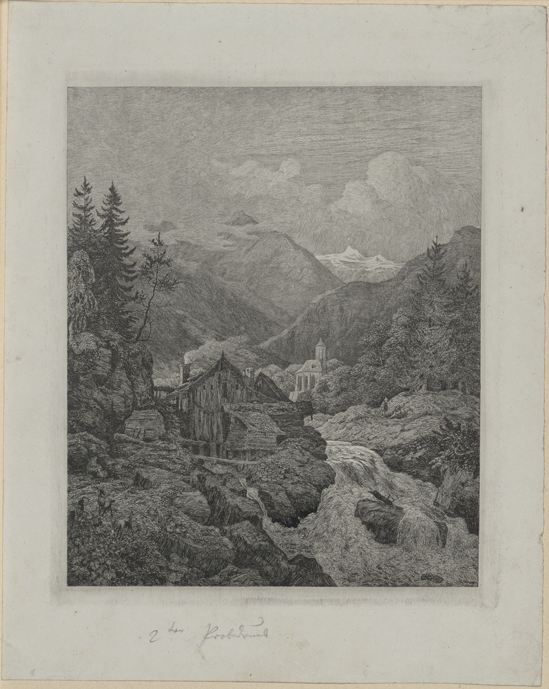Kupferhammer in Tirol, eventuell aus dem 3. Heft der Folge "Landschaftliche Radirungen auf Stahl", 1856 (Kulturstiftung Sachsen-Anhalt CC BY-NC-SA)