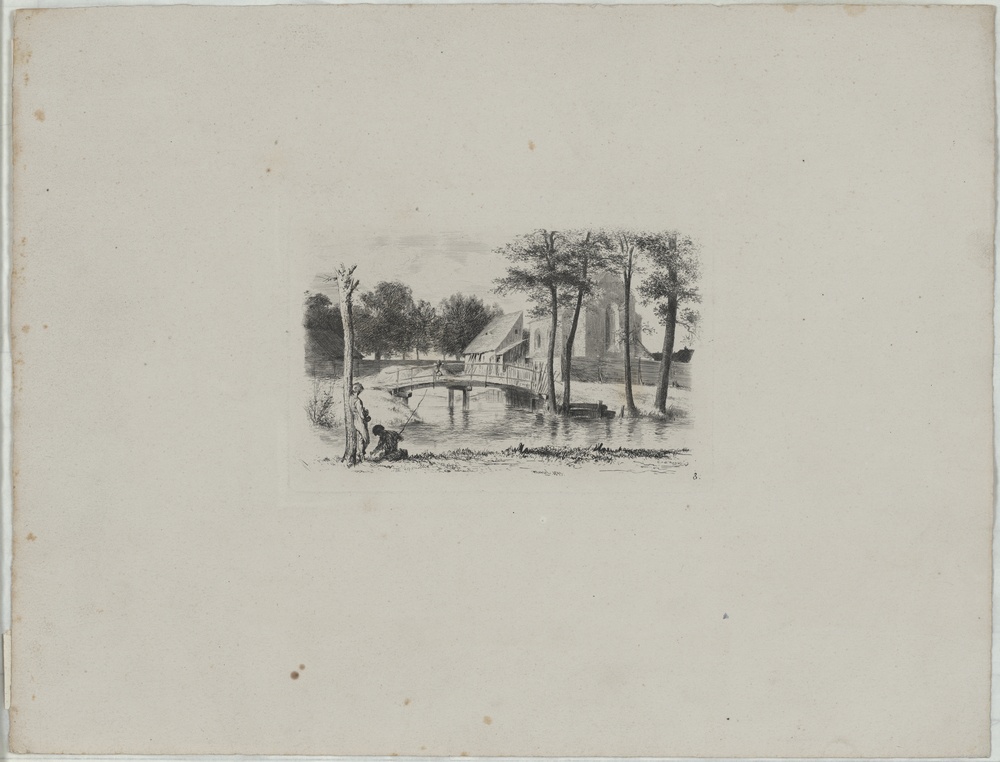 Landschaft mit Brücke, Blatt 3 der Mappe "Radier-Versuche", Berlin 1844 (Kulturstiftung Sachsen-Anhalt CC BY-NC-SA)