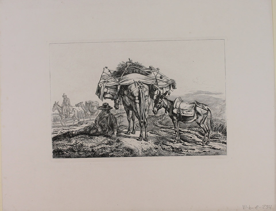 Maultiertreiber mit beladenem Maultier und Esel (Winckelmann-Museum Stendal CC BY-NC-SA)