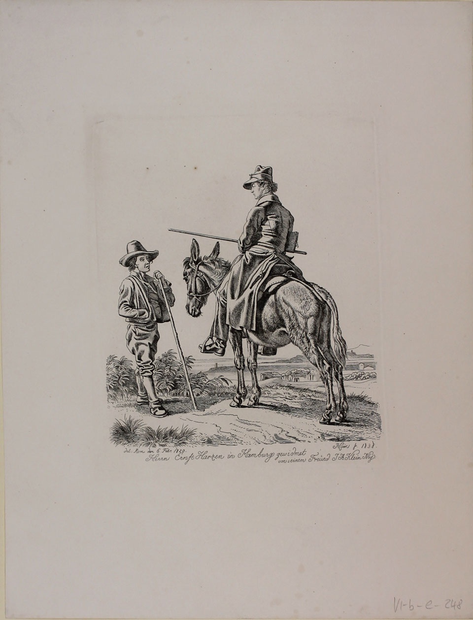 Reiter auf einem Esel mit einem italienischen Bauernjungen sprechend (Winckelmann-Museum Stendal CC BY-NC-SA)