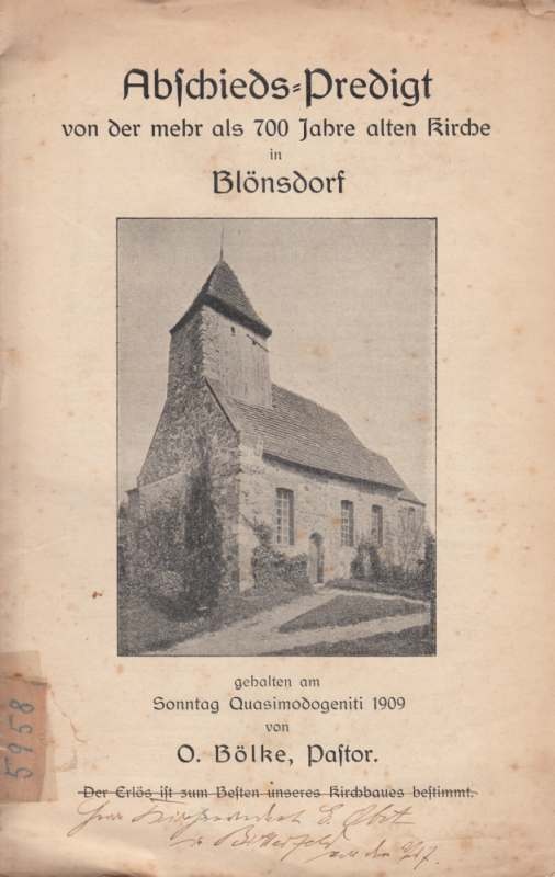Abschieds-Predigt von der alten Kirche in Blönsdorf (Kreismuseum Bitterfeld CC BY-NC-SA)