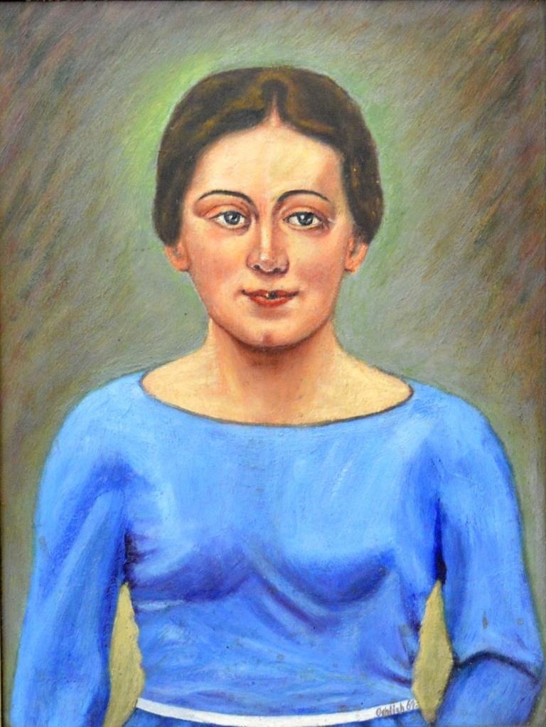 Frau in einem blauen Kleid (Gemälde von Otto Ochlich) (Spengler-Museum CC BY-NC-SA)