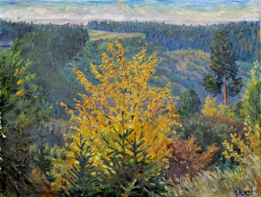 Waldlandschaft im Herbst (Gemälde von Paul Behrens-Havemann) (Spengler-Museum CC BY-NC-SA)