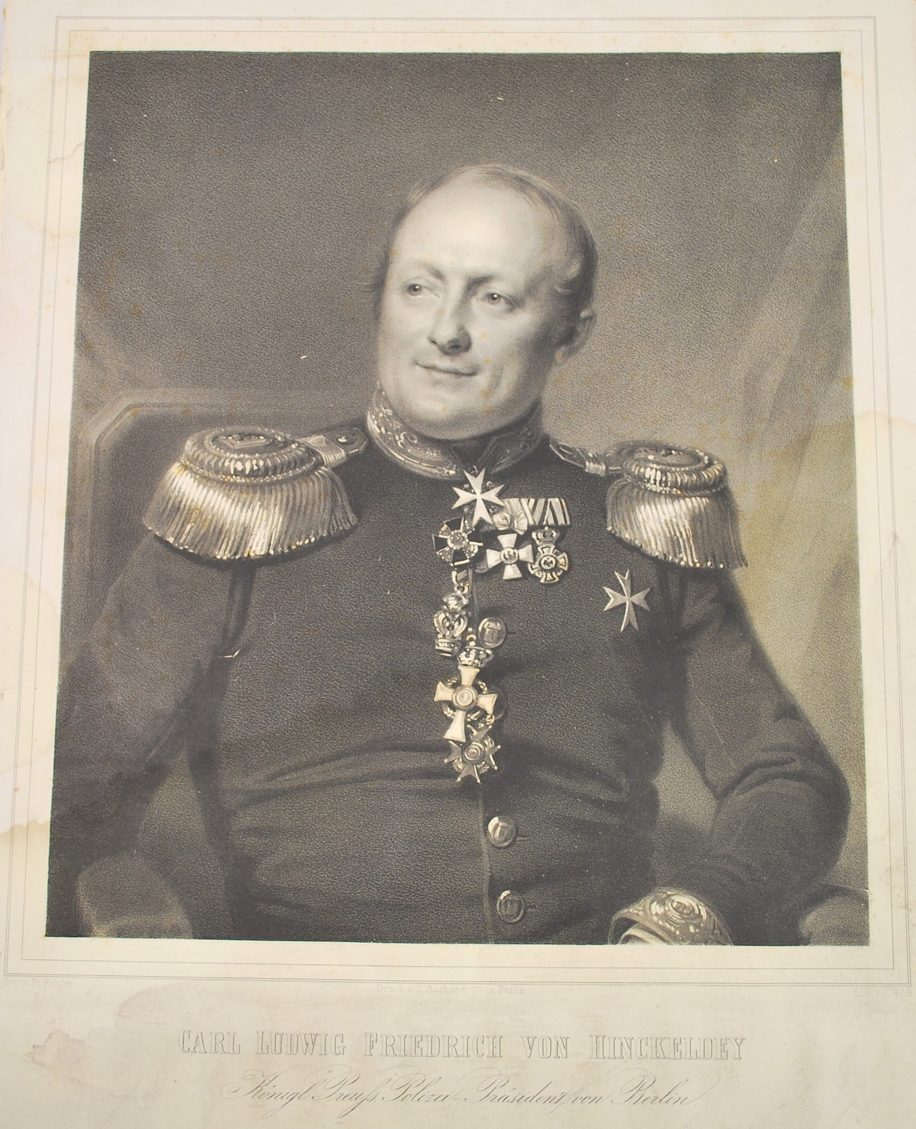 Lithographie - Porträt von Carl Ludwig Friedrich von Hinckeldey (Kulturhistorisches Museum Schloss Merseburg CC BY-NC-SA)
