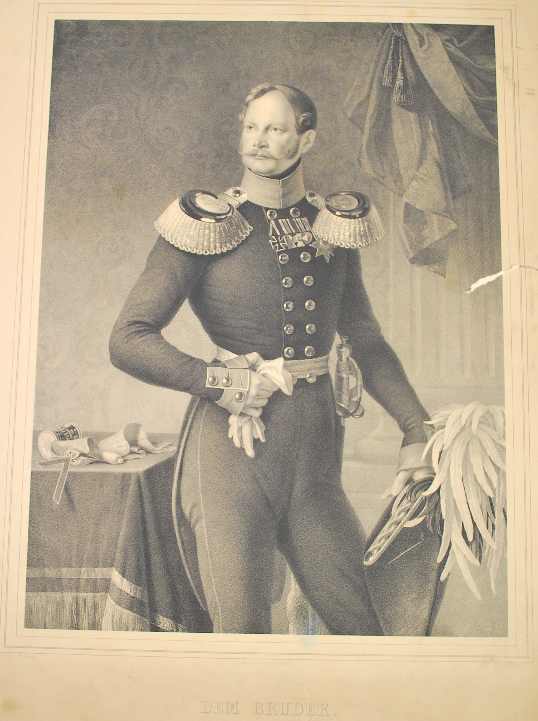 Lithographie - Porträt von Wilhelm I. von Preußen (Kulturhistorisches Museum Schloss Merseburg CC BY-NC-SA)