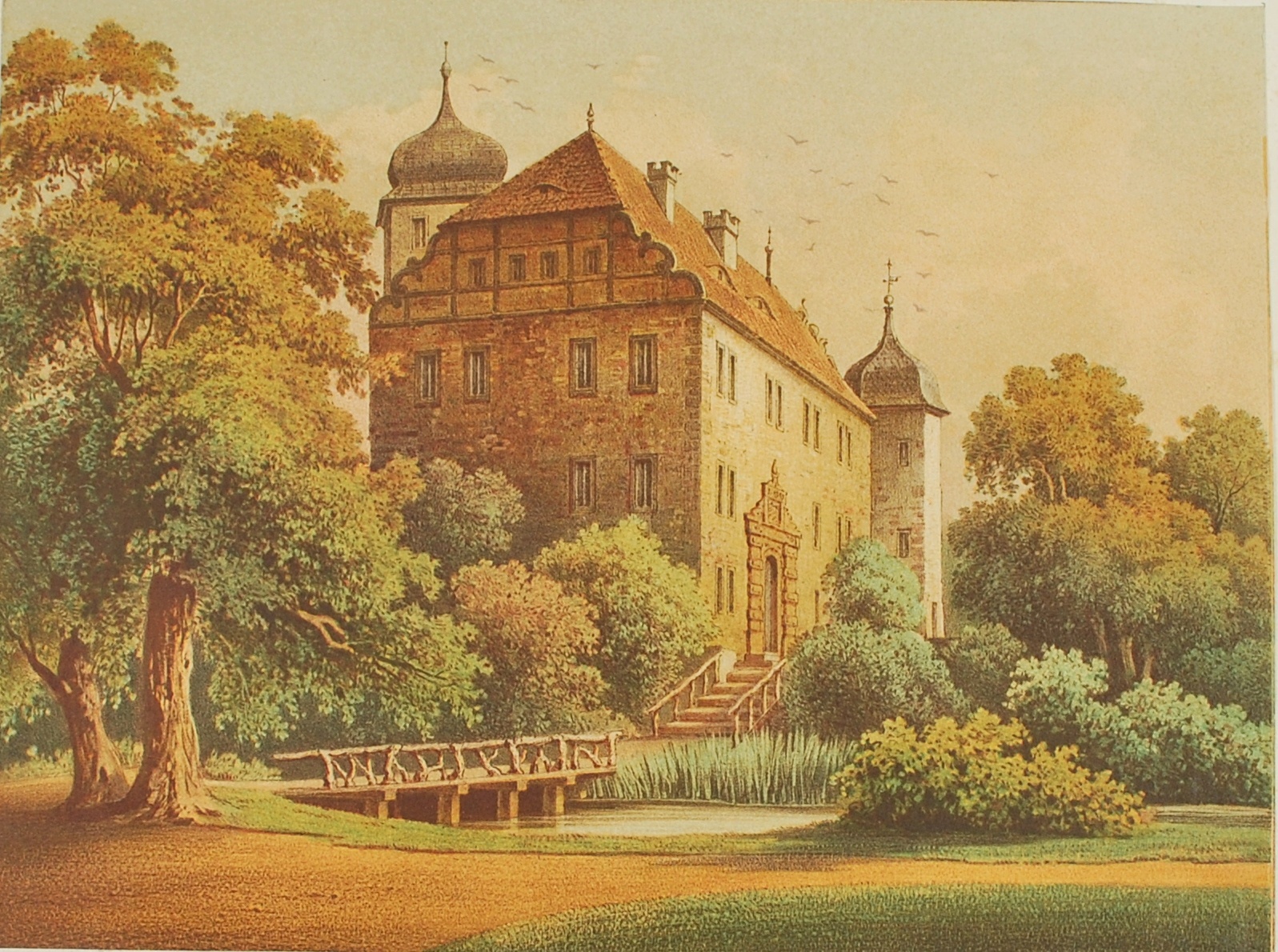 Lithographie - Ansicht Herrenhaus Kriegsdorf (Kulturhistorisches Museum Schloss Merseburg CC BY-NC-SA)