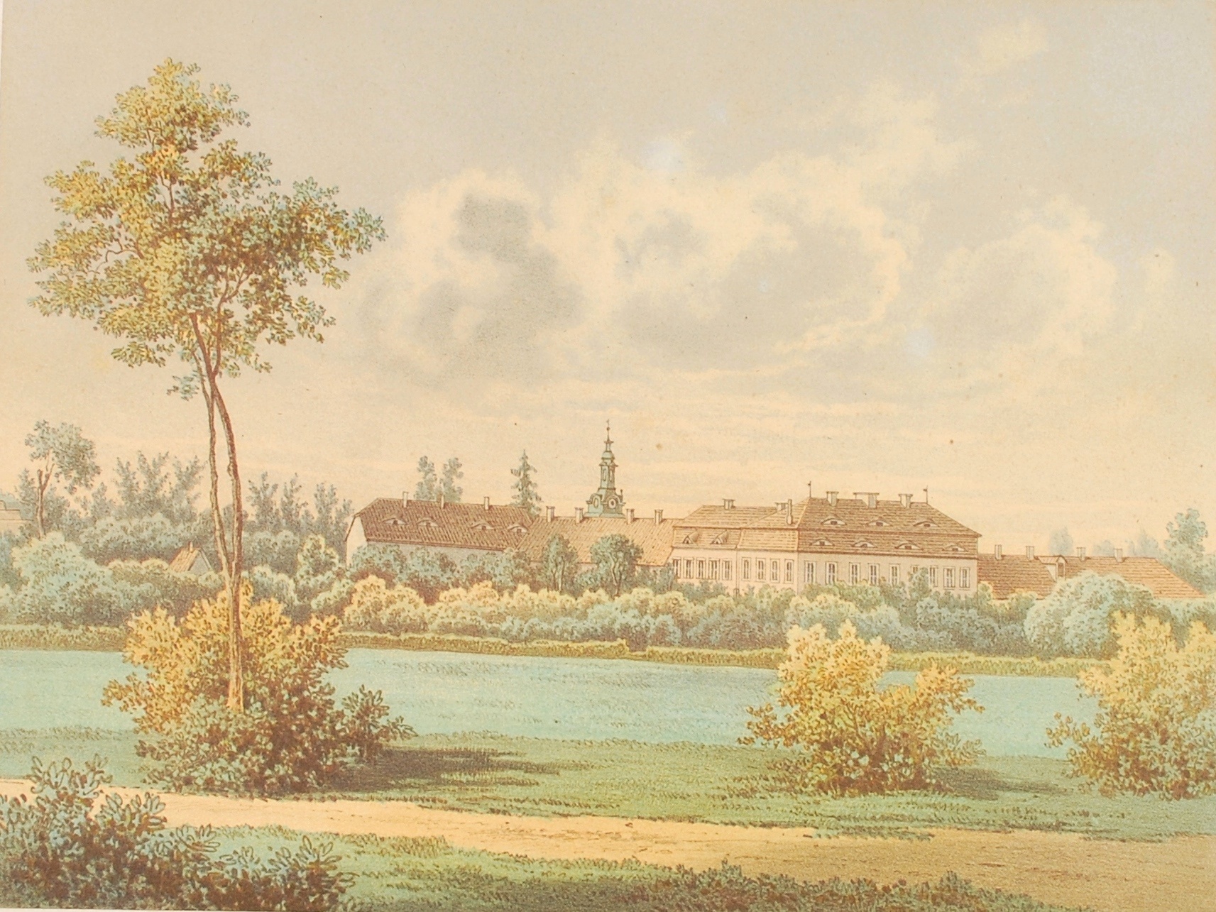 Lithographie - Ansicht Herrenhaus Witzschersdorf (Kulturhistorisches Museum Schloss Merseburg CC BY-NC-SA)