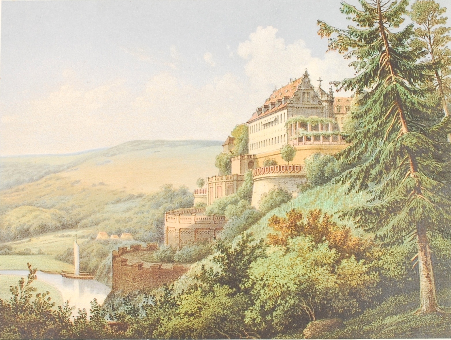Lithographie - Ansicht der Vitzenburg (Kulturhistorisches Museum Schloss Merseburg CC BY-NC-SA)