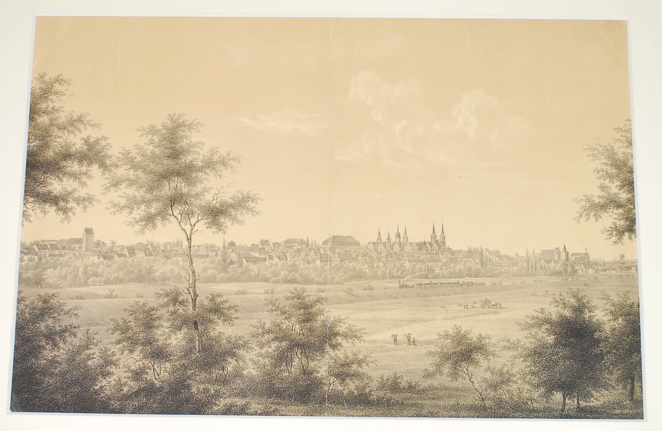 Lithographie - Merseburg, Ansicht von Nordwesten (Kulturhistorisches Museum Schloss Merseburg CC BY-NC-SA)