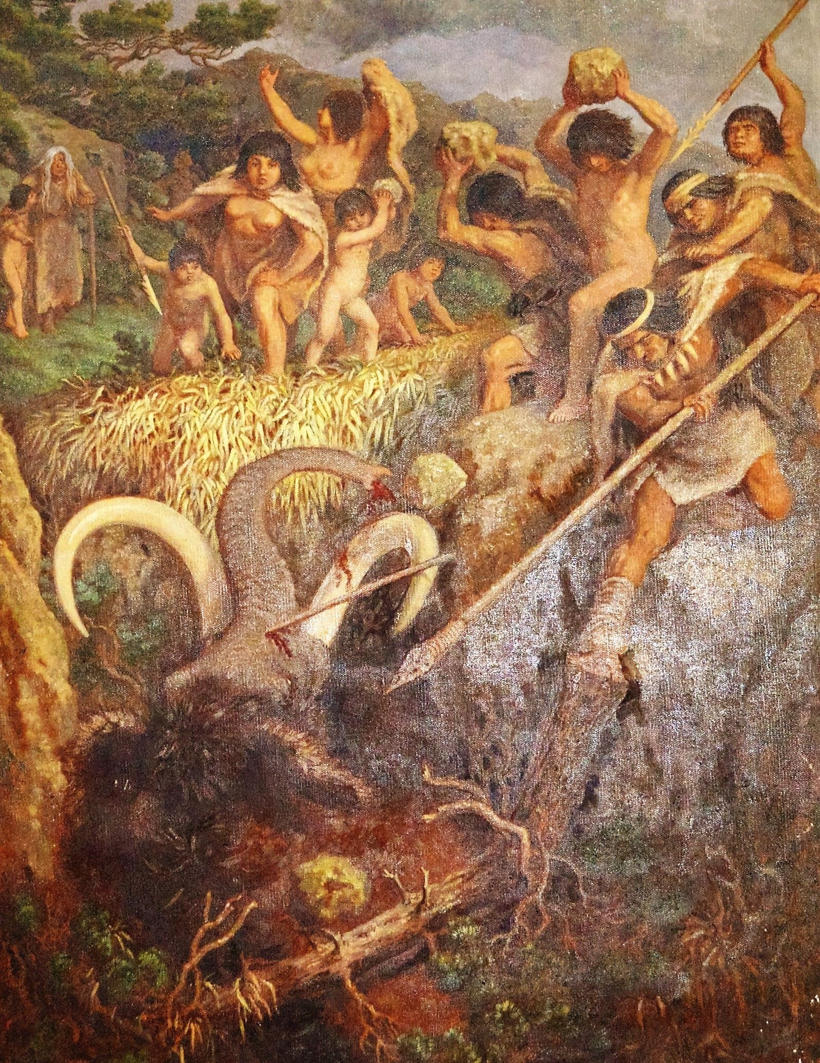 Mammuthjäger in der Steinzeit (Gemälde) (Spengler-Museum CC BY-NC-SA)