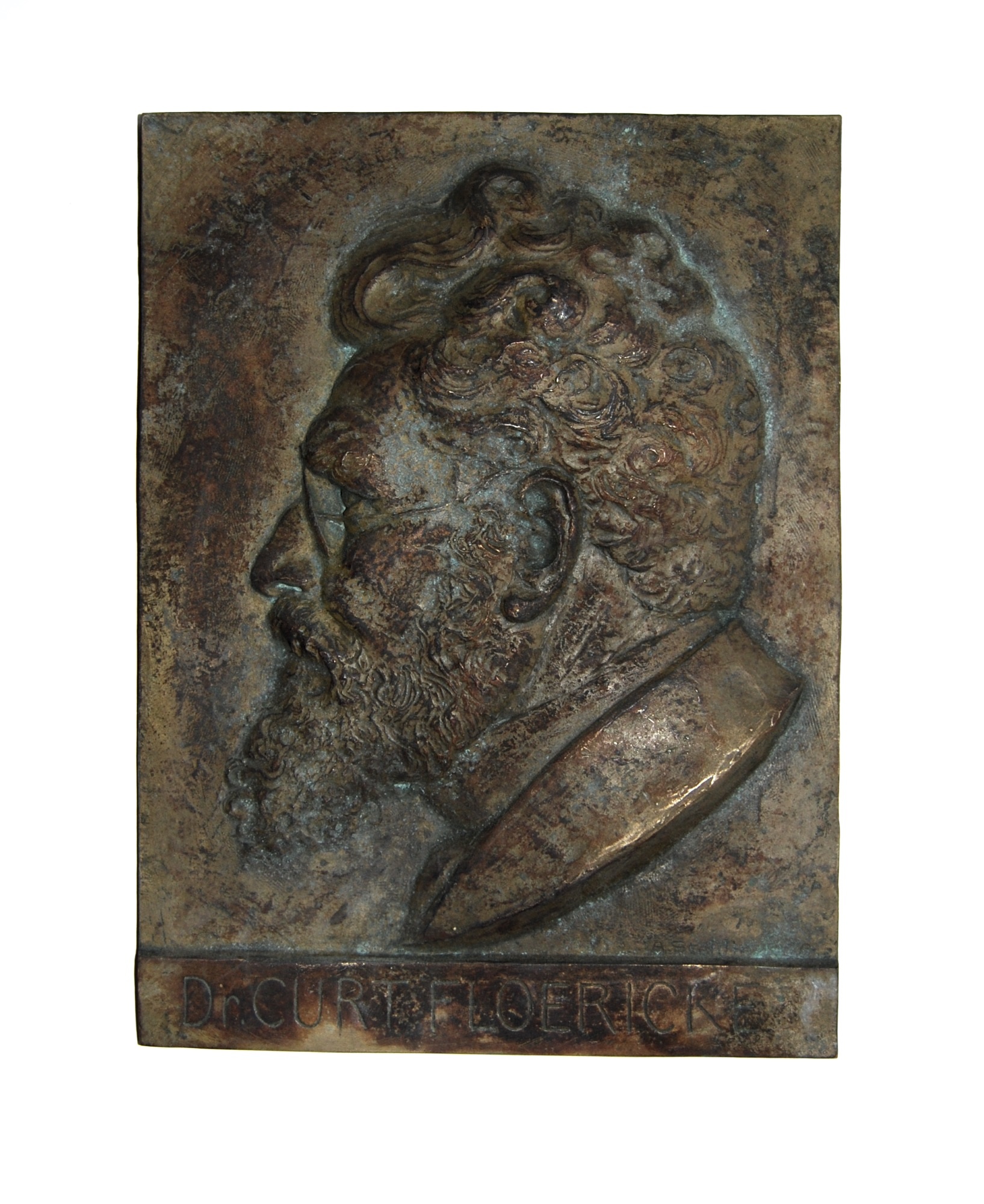 Bronzetafel mit dem Porträt von Dr. Curt Floericke (Museum Schloss Moritzburg Zeitz CC BY-NC-SA)