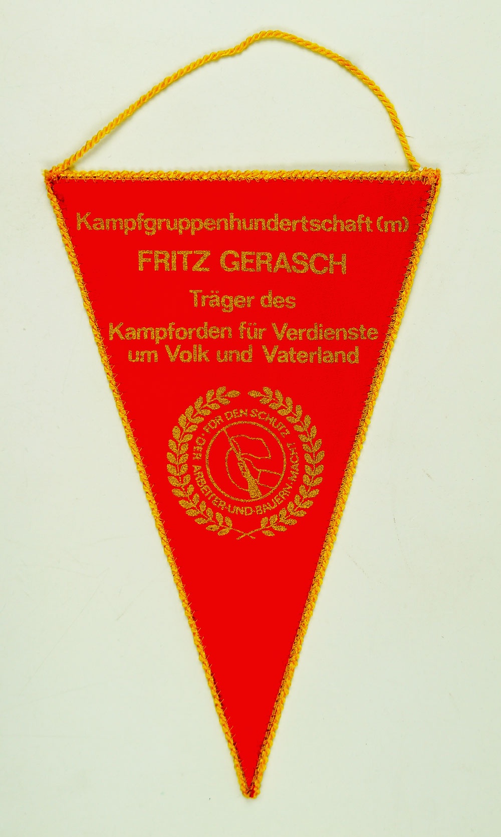 DDR-Wimpel der Kampfgruppenhundertschaft (Museum Weißenfels - Schloss Neu-Augustusburg CC BY-NC-SA)