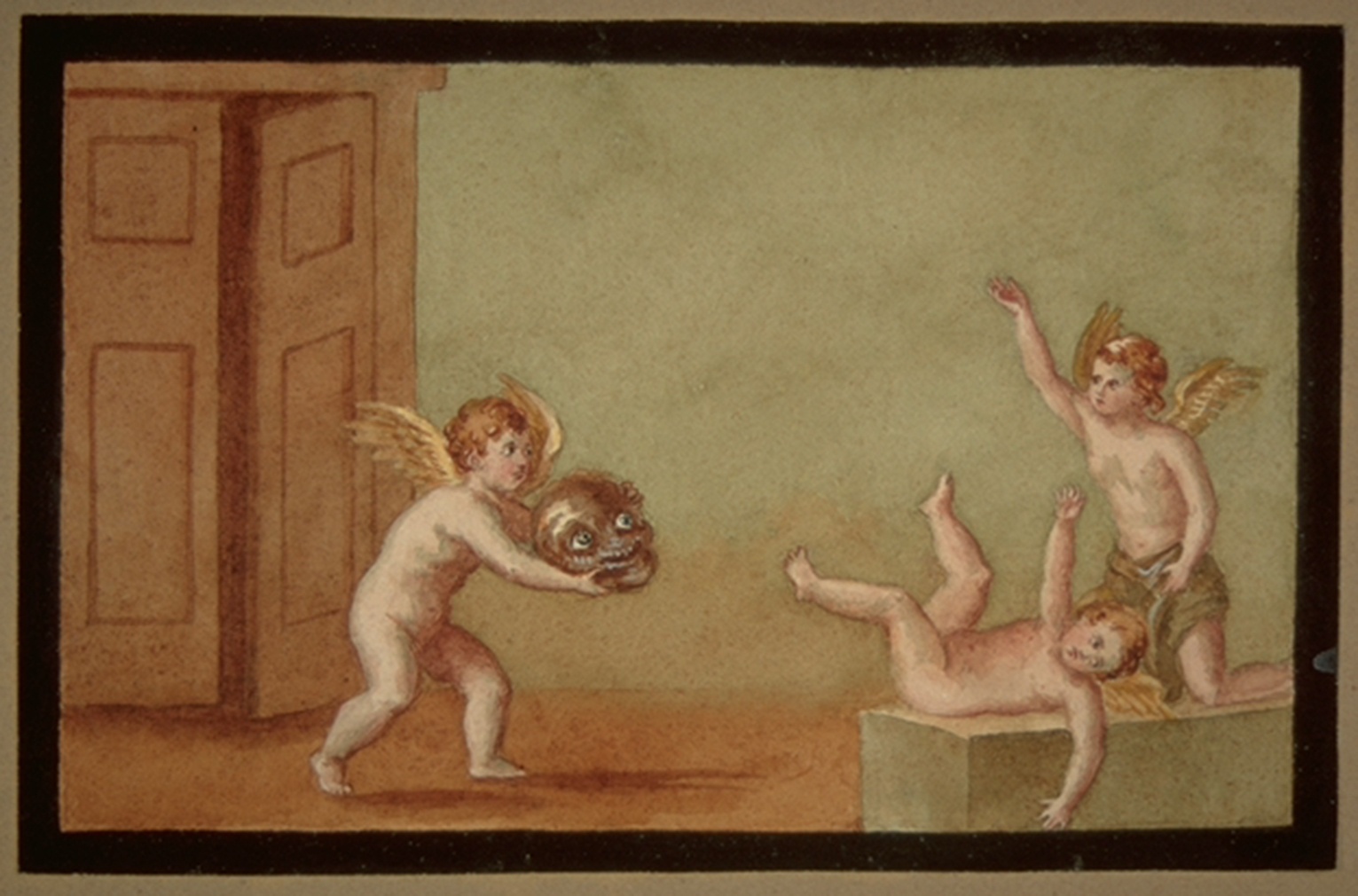 Eros erschreckt mit Maske zwei andere Eroten (Winckelmann-Museum Stendal CC BY-NC-SA)