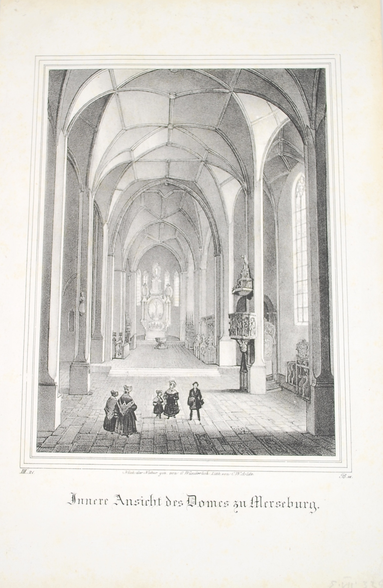 Lithographie - "Innere Ansicht des Domes zu Merseburg" (Kulturhistorisches Museum Schloss Merseburg CC BY-NC-SA)