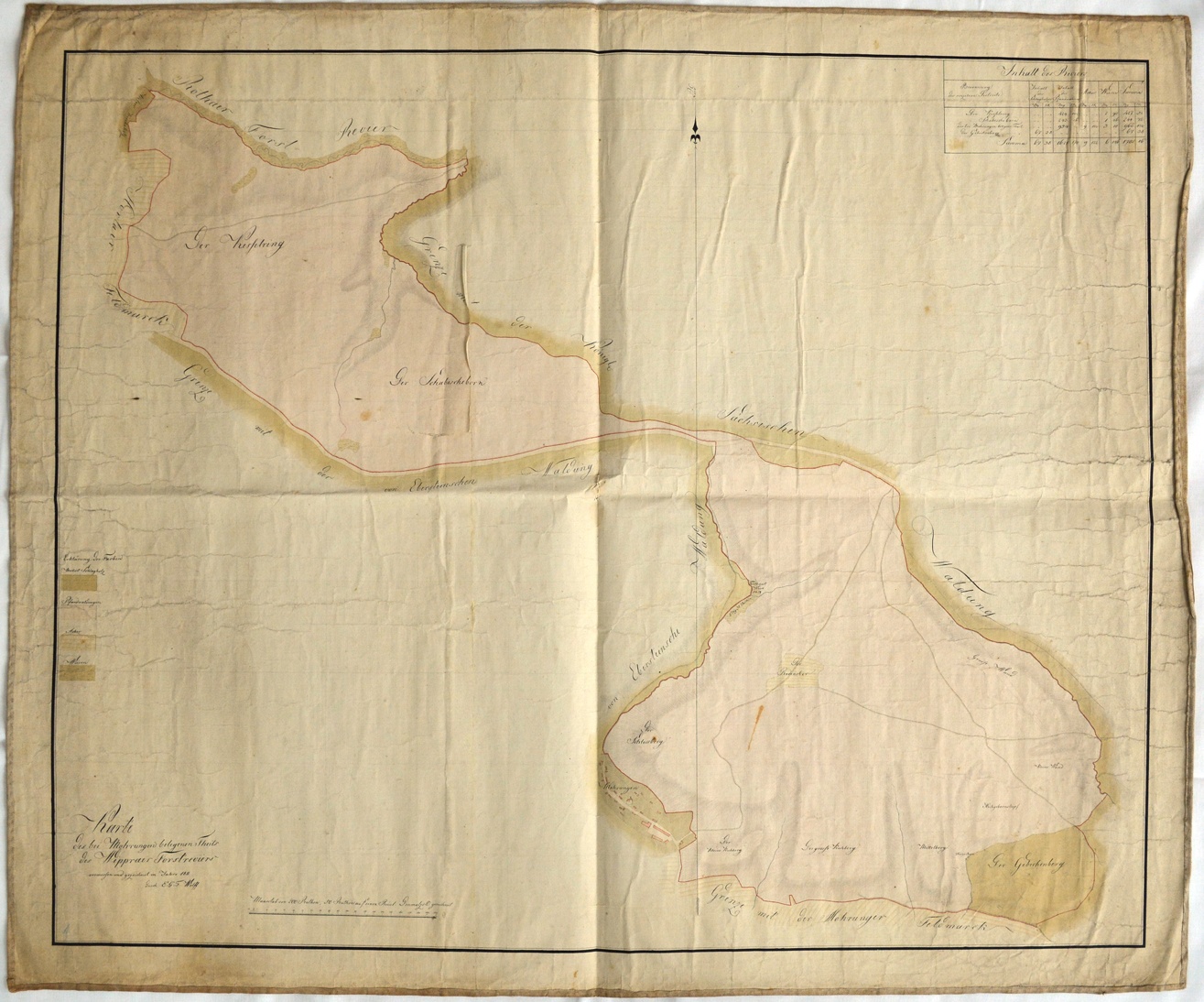 Karte des bei Morungen belegenen Theils des Wippraer Forstreviers. (Mansfeld-Museum im Humboldt-Schloss CC BY-NC-SA)