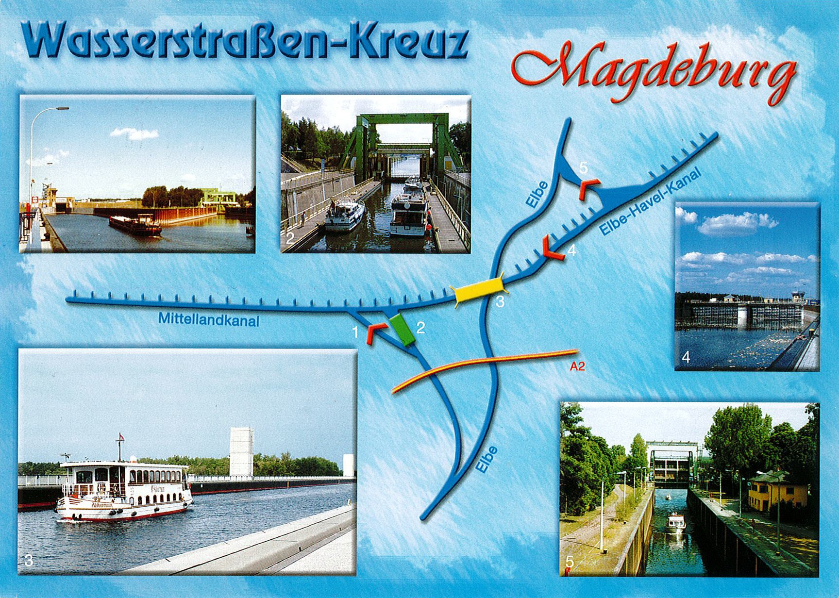 Wasserstraße-Kreuz Magdeburg mit Sonderbriefmarke 100 Jahre Mittellandkanal (Museum Wolmirstedt RR-F)