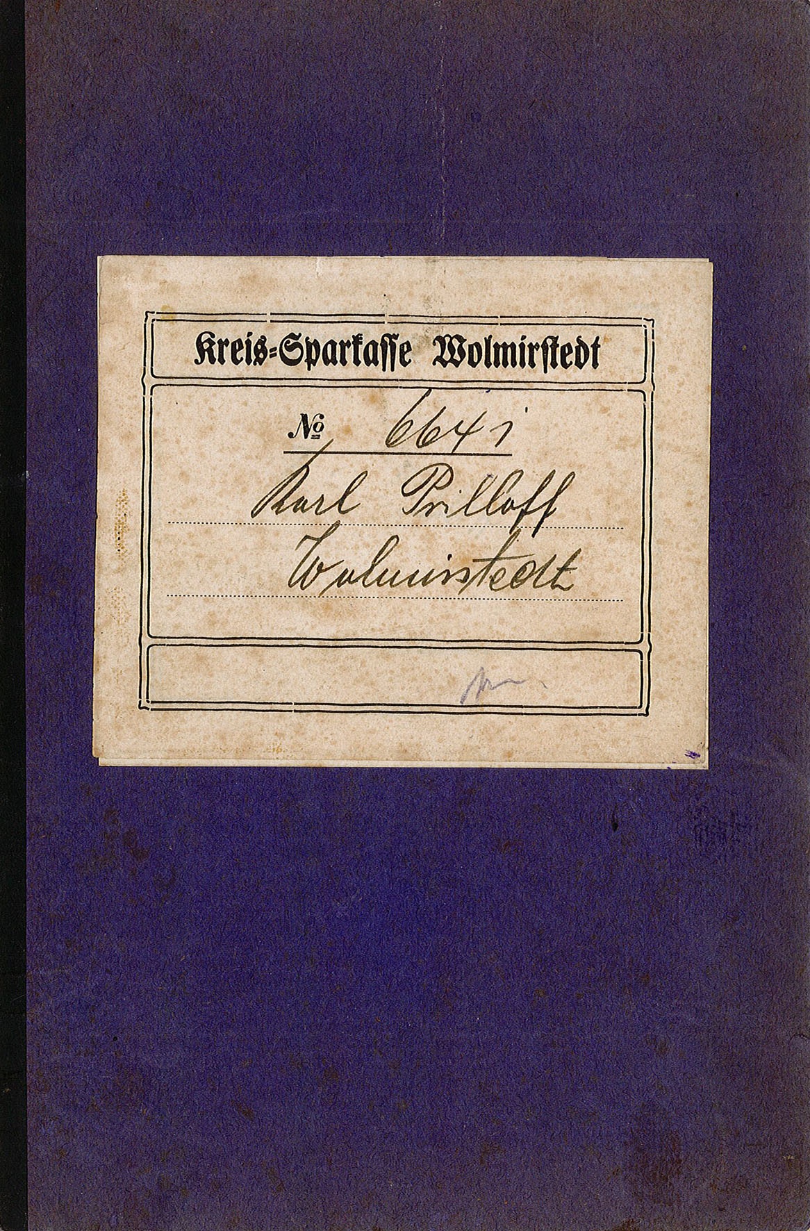 Sparbuch-Nr. 6641 von Karl Prilloff (Museum Wolmirstedt RR-F)
