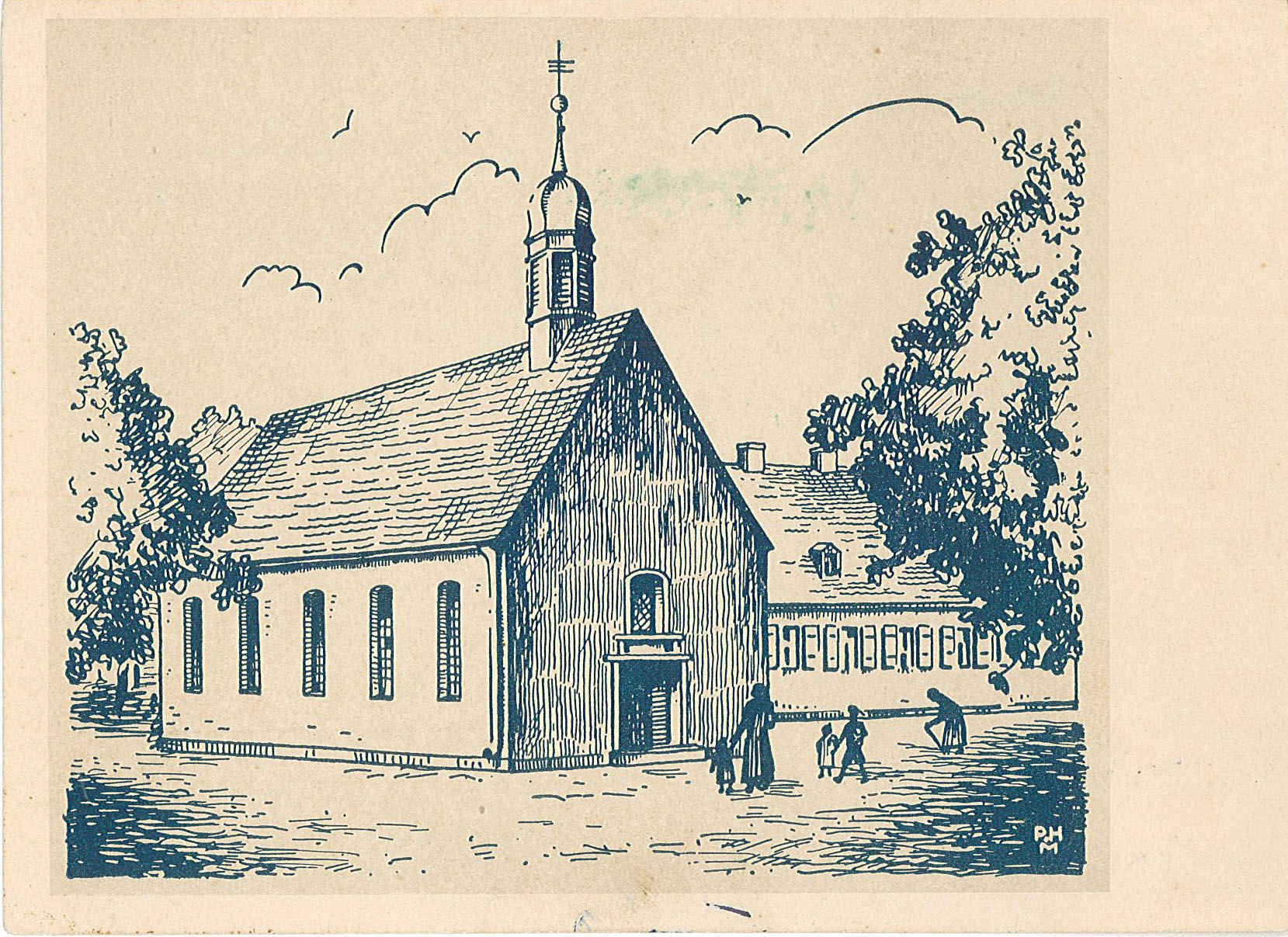 Postkarte mit Ansicht der St.-Josefs-Kirche in Wolmirstedt (Museum Wolmirstedt RR-F)