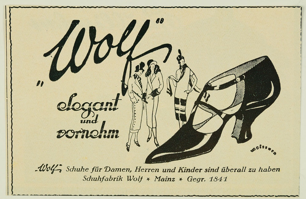 Werbung für Schuhfabrik Wolf, ca. 1935 (Museum Weißenfels - Schloss Neu-Augustusburg CC BY-NC-SA)