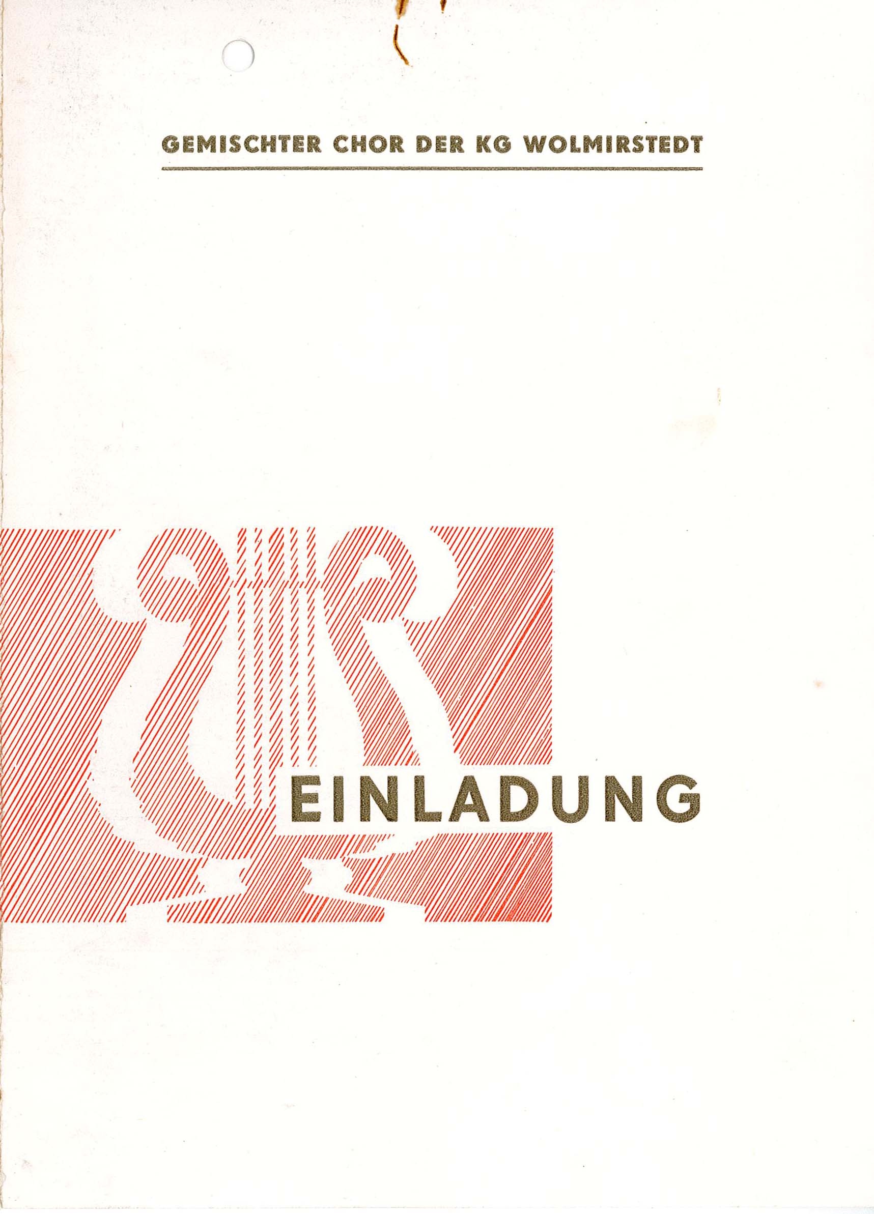 Einladung des Gemischten Chors der KG Wolmirstedt an den Männerchor Glindenberg für den 18.05.1975 (Museum Wolmirstedt RR-F)