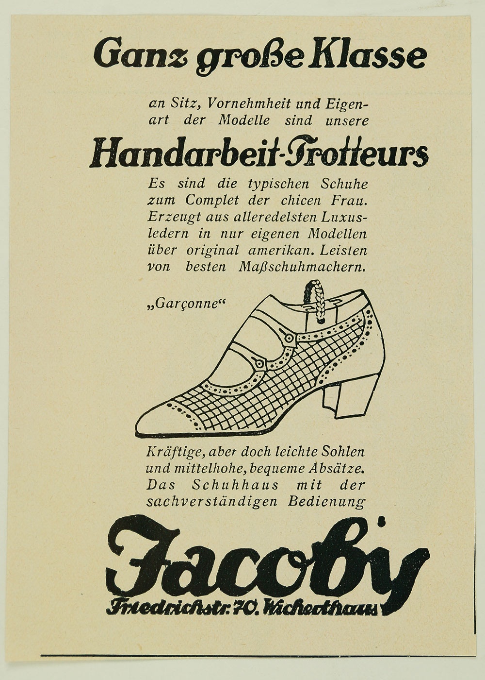 Werbeanzeige für Jacoby-Schuhhaus, um 1935 (Museum Weißenfels - Schloss Neu-Augustusburg CC BY-NC-SA)