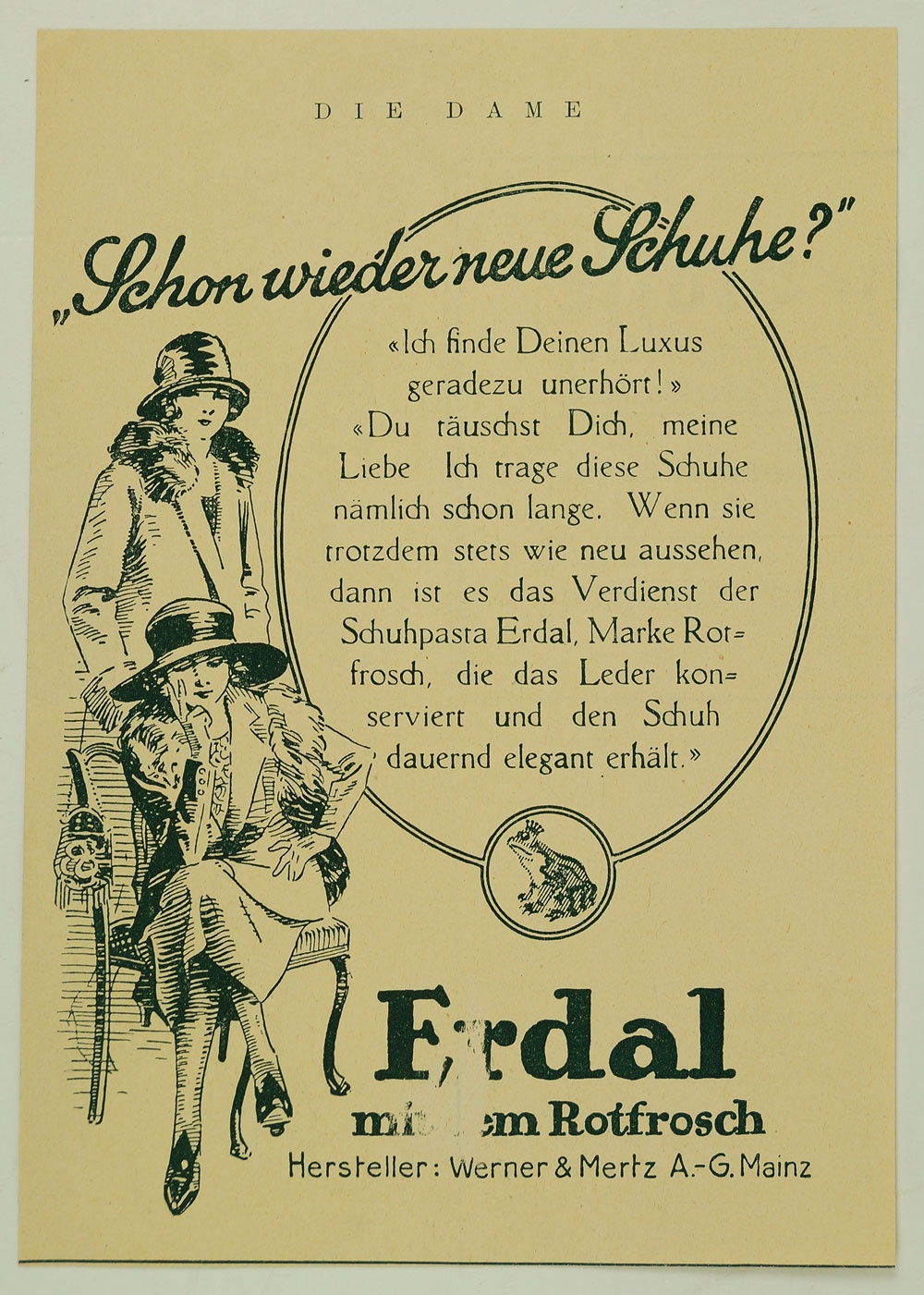 Werbeanzeige "Erdal" Schuhcreme, um 1930 (Museum Weißenfels - Schloss Neu-Augustusburg CC BY-NC-SA)
